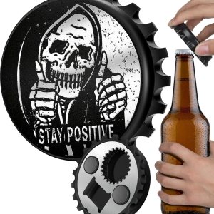 Buleens Abrebotellas magnético para nevera, lindo y divertido diseño de cerveza para refrigerador con calcomanía de esqueleto de calavera para Buleens Abrebotellas magnético para nevera, lindo y divertido diseño de cerveza para refrigerador con calcomanía de esqueleto de calavera para