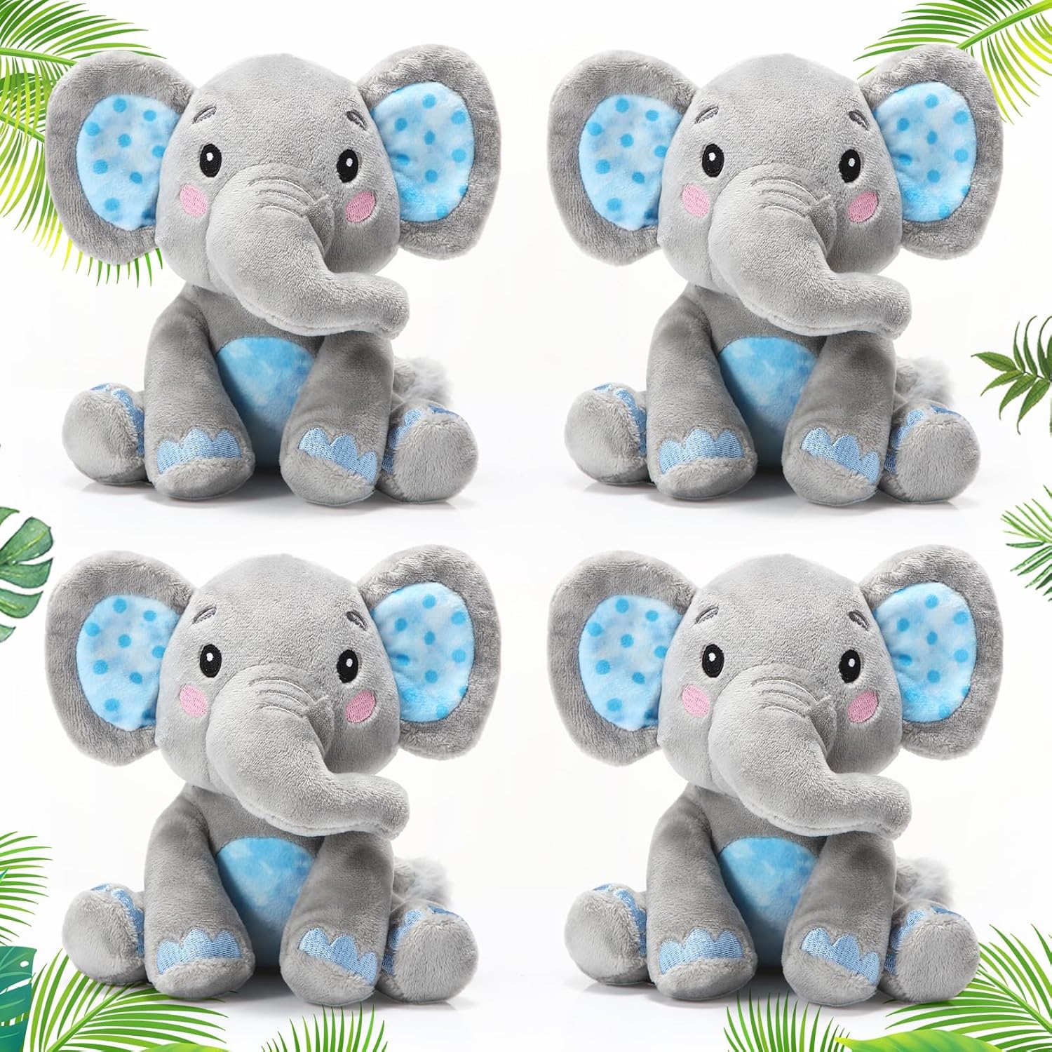 Libima 4 piezas de animales de peluche de elefante pequeño a granel de 6 pulgadas, lindos elefantes de peluche suaves para niños y niñas,