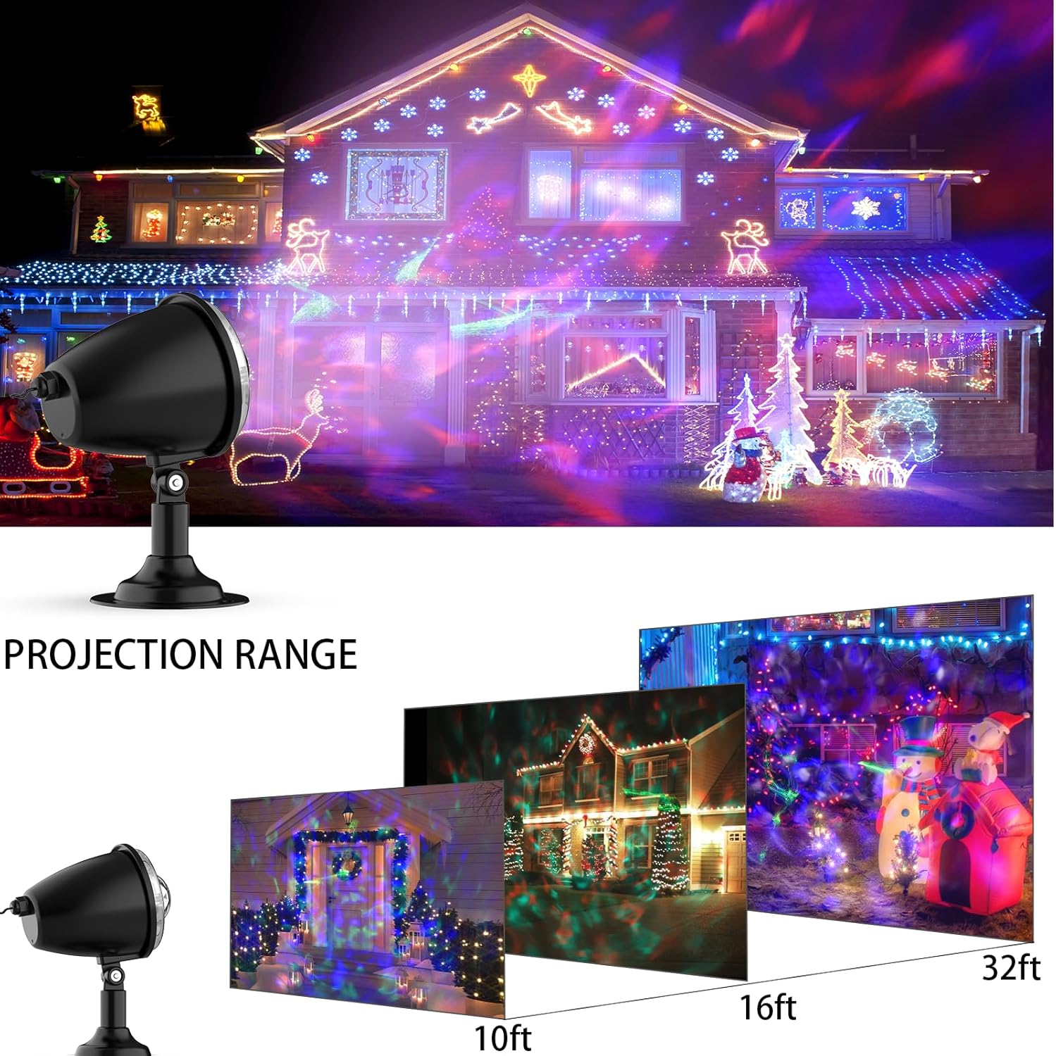Proyector de luces de Navidad al aire libre, foco de vacaciones Aurora con RC, luz LED de paisaje para árbol de Navidad, fiesta, decoración de jardín