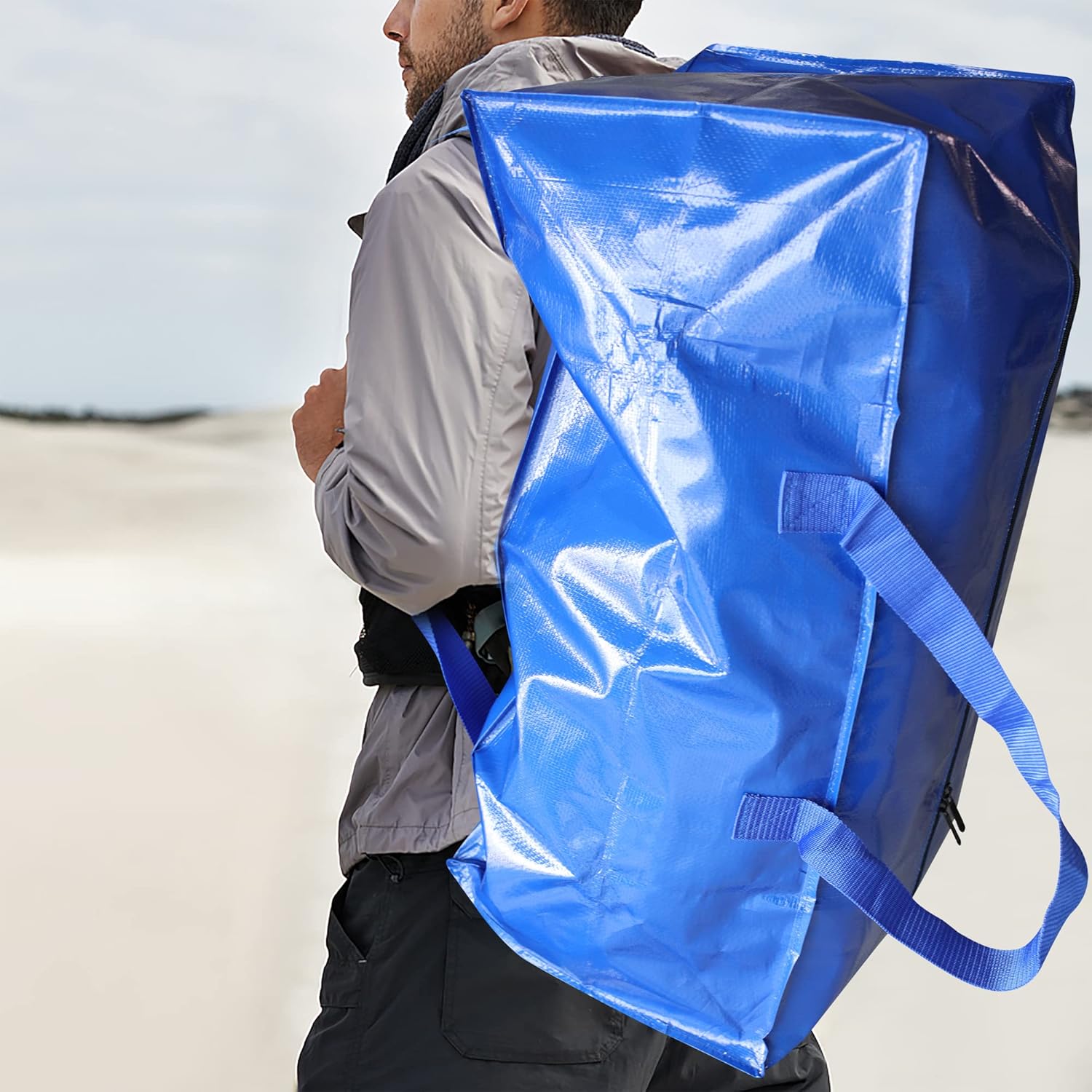 Bolsas de mudanza extragrandes  Paquete de 6 bolsas de mudanza resistentes  Correas resistentes para mochila con asas, cremalleras, bolsas de