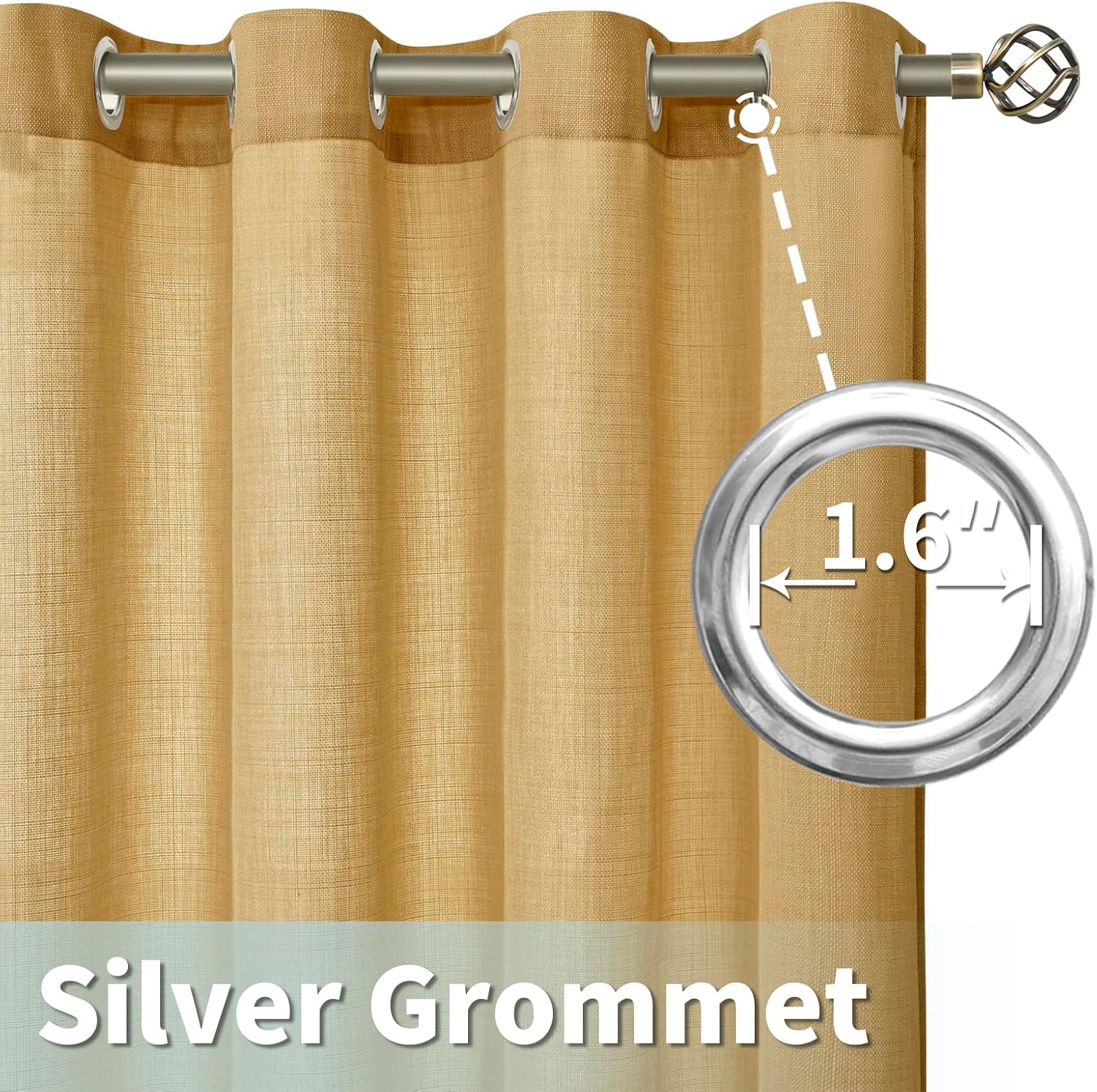 LAMIT Cortinas de lino marrón caramelo para sala de estar, 84 pulgadas, de lino sintético, texturizado, filtrante de luz, paneles de privacidad con