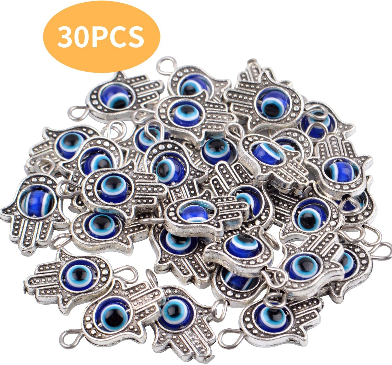 Aylifu Dijes de marco de cuentas de mano de Hamsa, dije de mal de ojo de Hamsa con símbolo de mano de Fátima para bricolaje, collar y pulsera