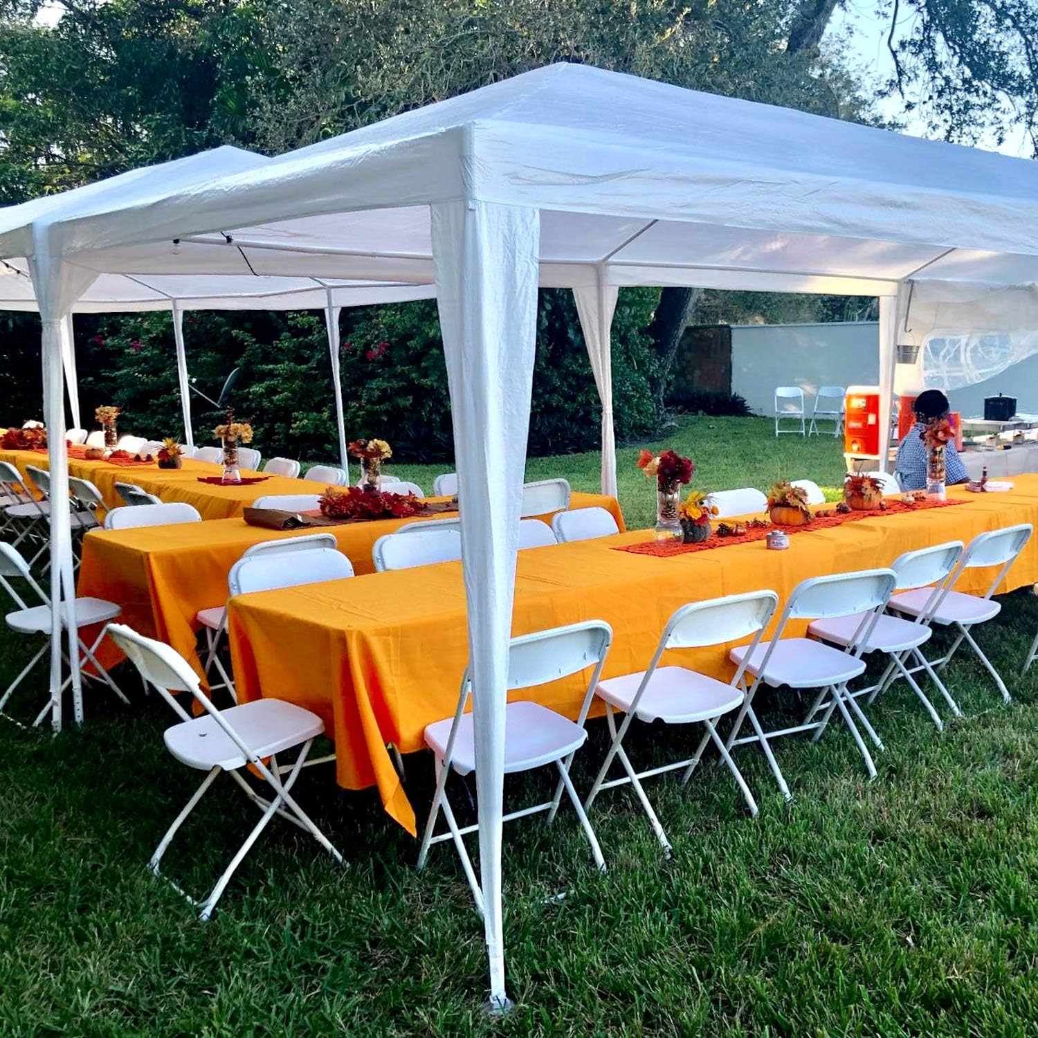 Carpa de fiesta de 10 ‘x30’ resistente Gazebo toldo al aire libre impermeable protección UV pabellón con 8 paredes laterales extraíbles para boda,