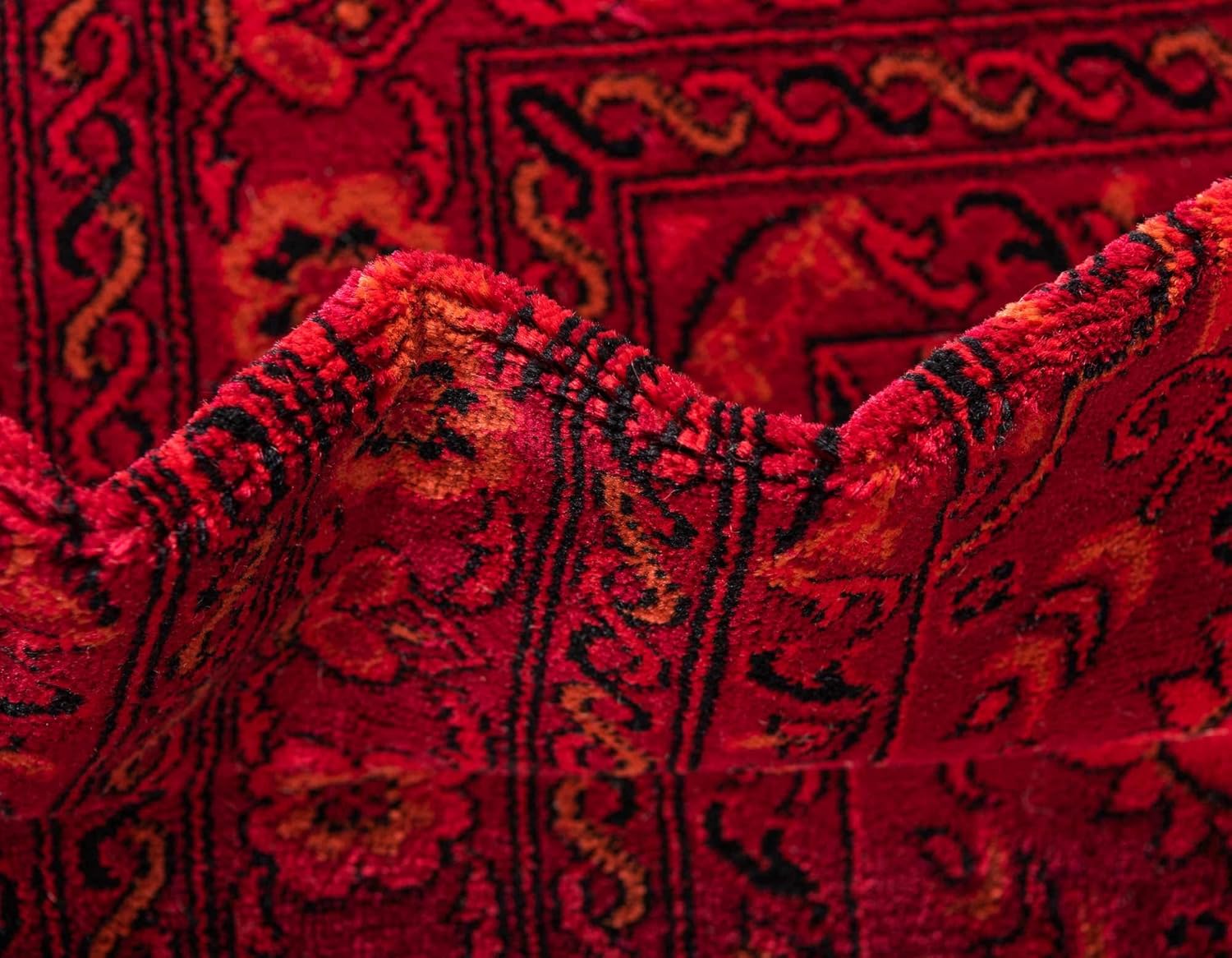 Unique Loom Tekke Collection – Alfombra tradicional saturada tradicional sobre teñida, 7 pies x 10 pies, rojonegro