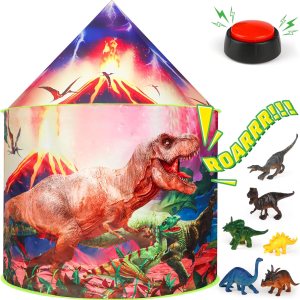 HopeRock Tienda de campaña para niños con botón de rugido, tienda de campaña de dinosaurio para niños y niñas con juguetes de dinosaurio para niños HopeRock Tienda de campaña para niños con botón de rugido, tienda de campaña de dinosaurio para niños y niñas con juguetes de dinosaurio para niños