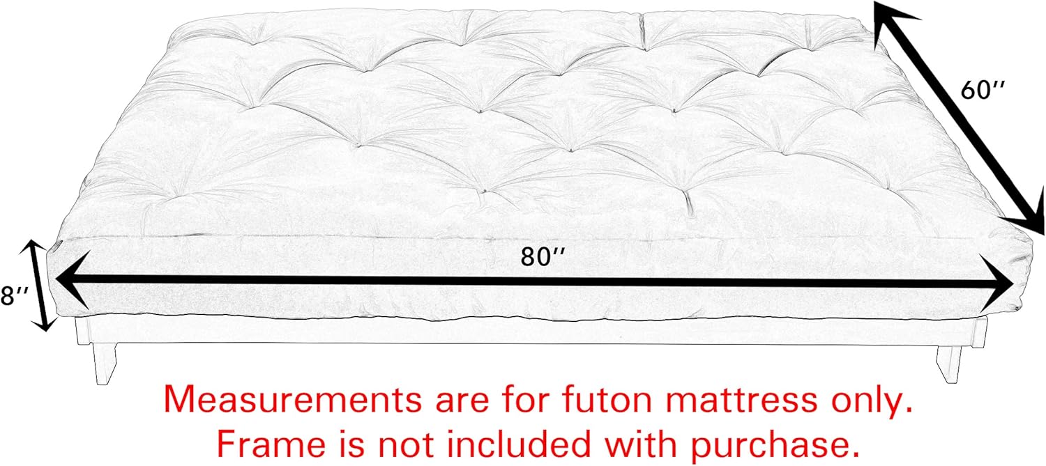 Trupedic x Mozaic – Colchón futón estándar de 8 pulgadas tamaño Queen (marco no incluido), naranja canela básico, ideal para habitaciones de niños o