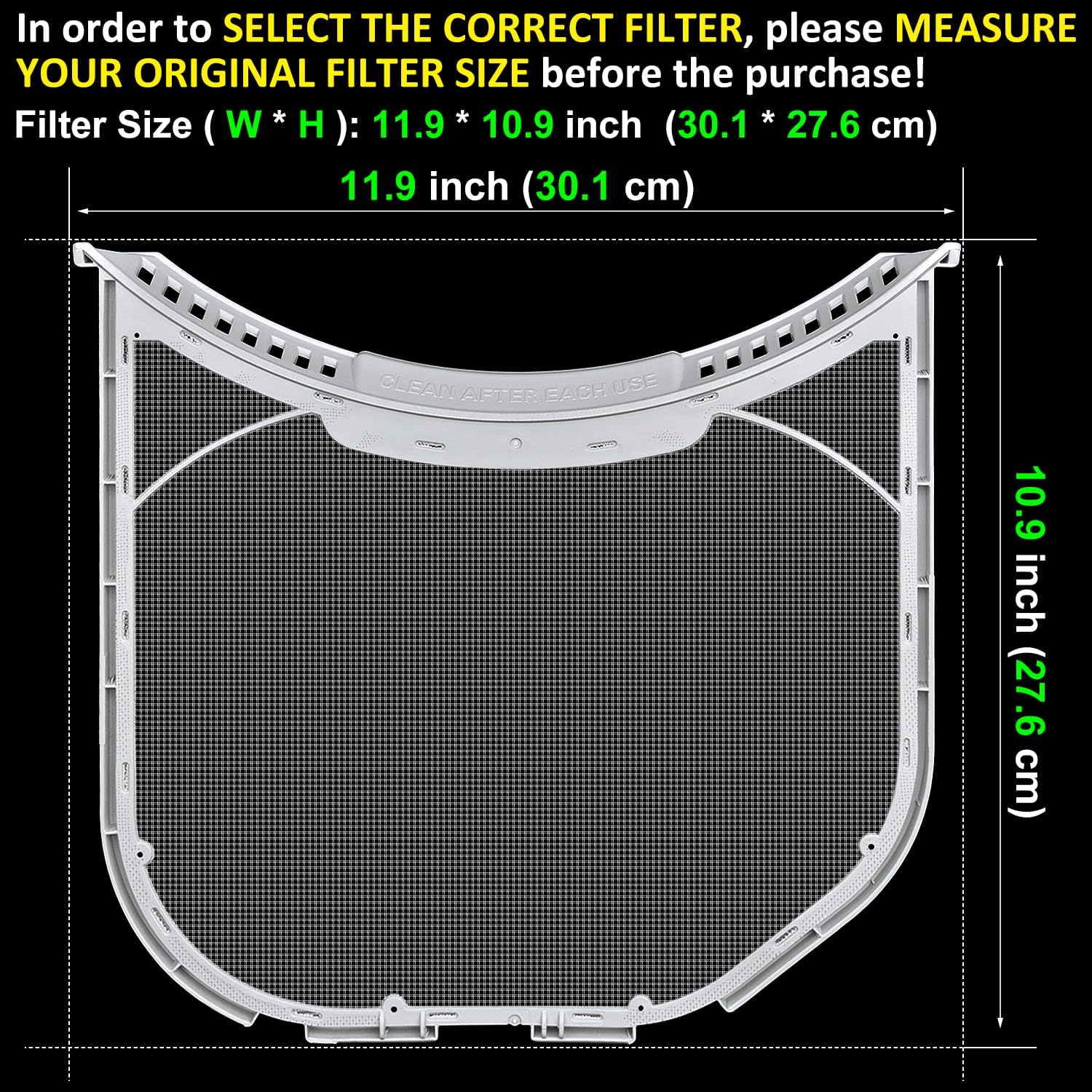 Reemplazo de filtro de pelusa ADQ56656401 actualizado para secadoras LG y Kenmore, pantalla de pelusa (parte inferior con muescas), trampa de pelusa