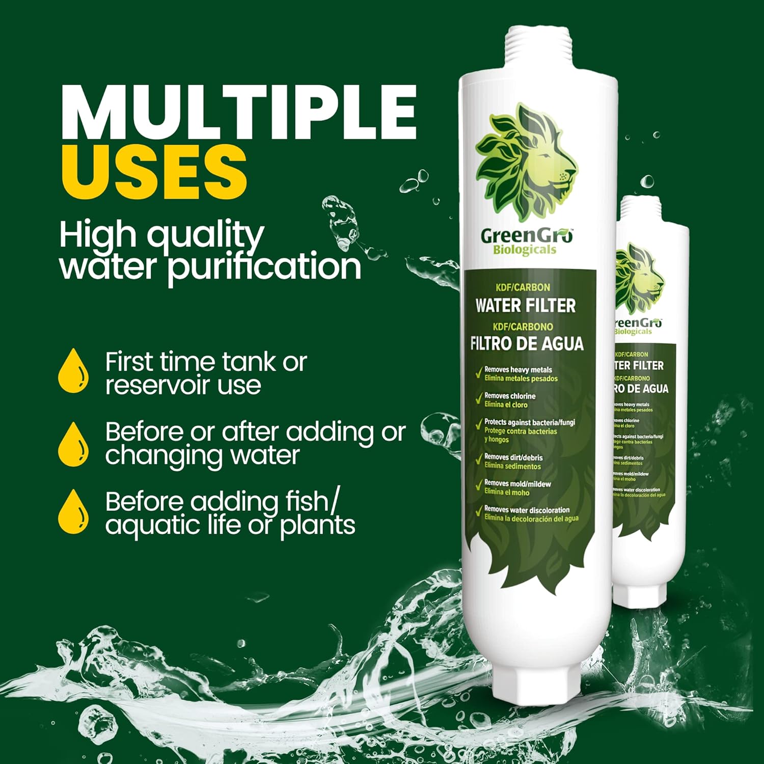 GreenGro Filtro de agua de gran capacidad para mangueras de jardín y agua, elimina calcio, cloramina, cloro, metales pesadosdeclorador de