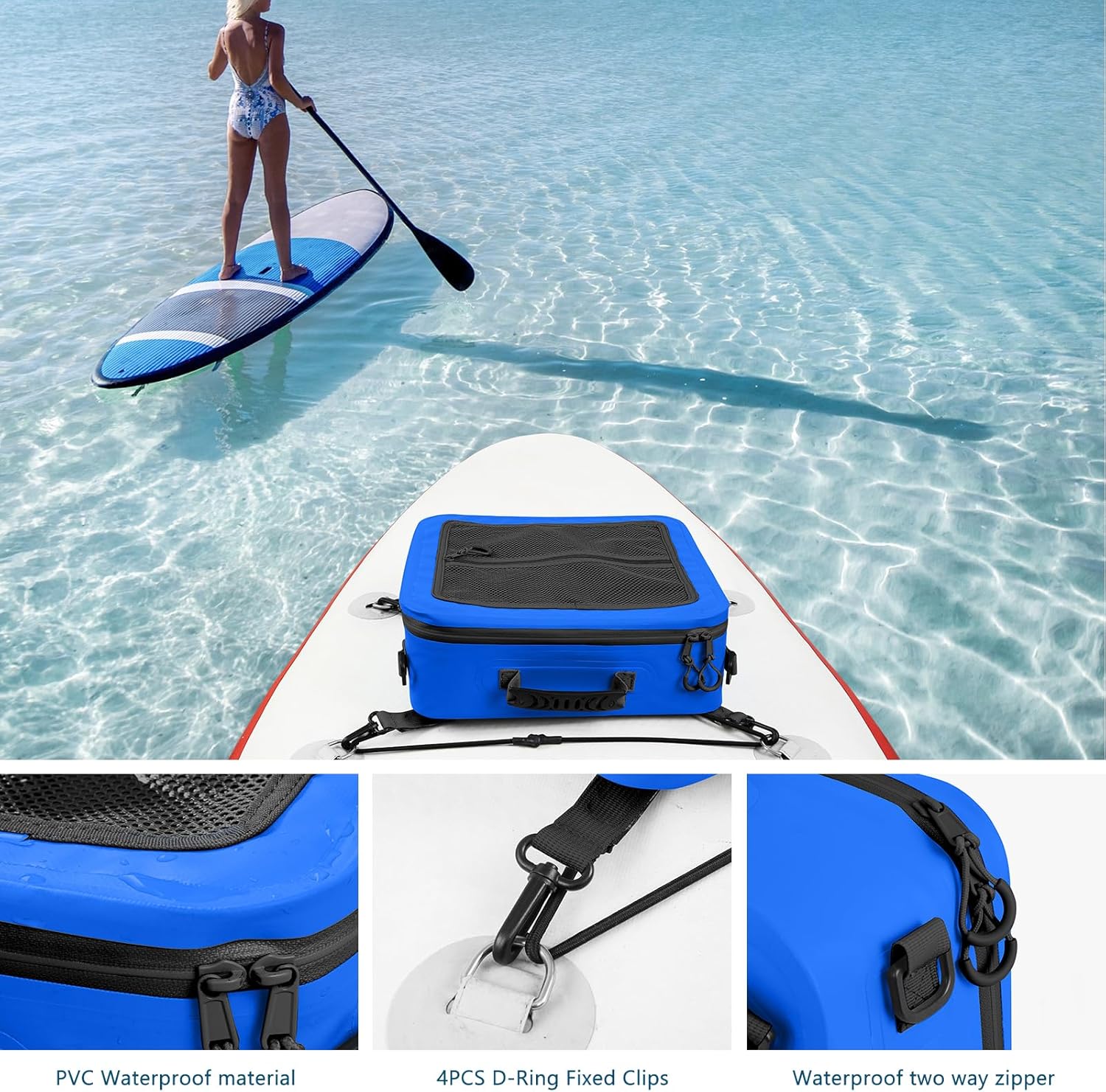Bolsa impermeable de PVC para cubierta de paddleboard, 12 latas Sup Deck Cooler Bag, bolsa más fresca para paddleboard, bolsa aislante suave para