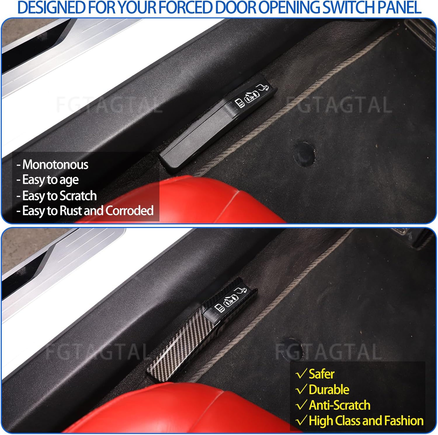 Tapacubos para interruptor de apertura forzada de puerta compatibles con Chevrolet Corvette C8 Stingray 2020-2024, accesorios adhesivos para