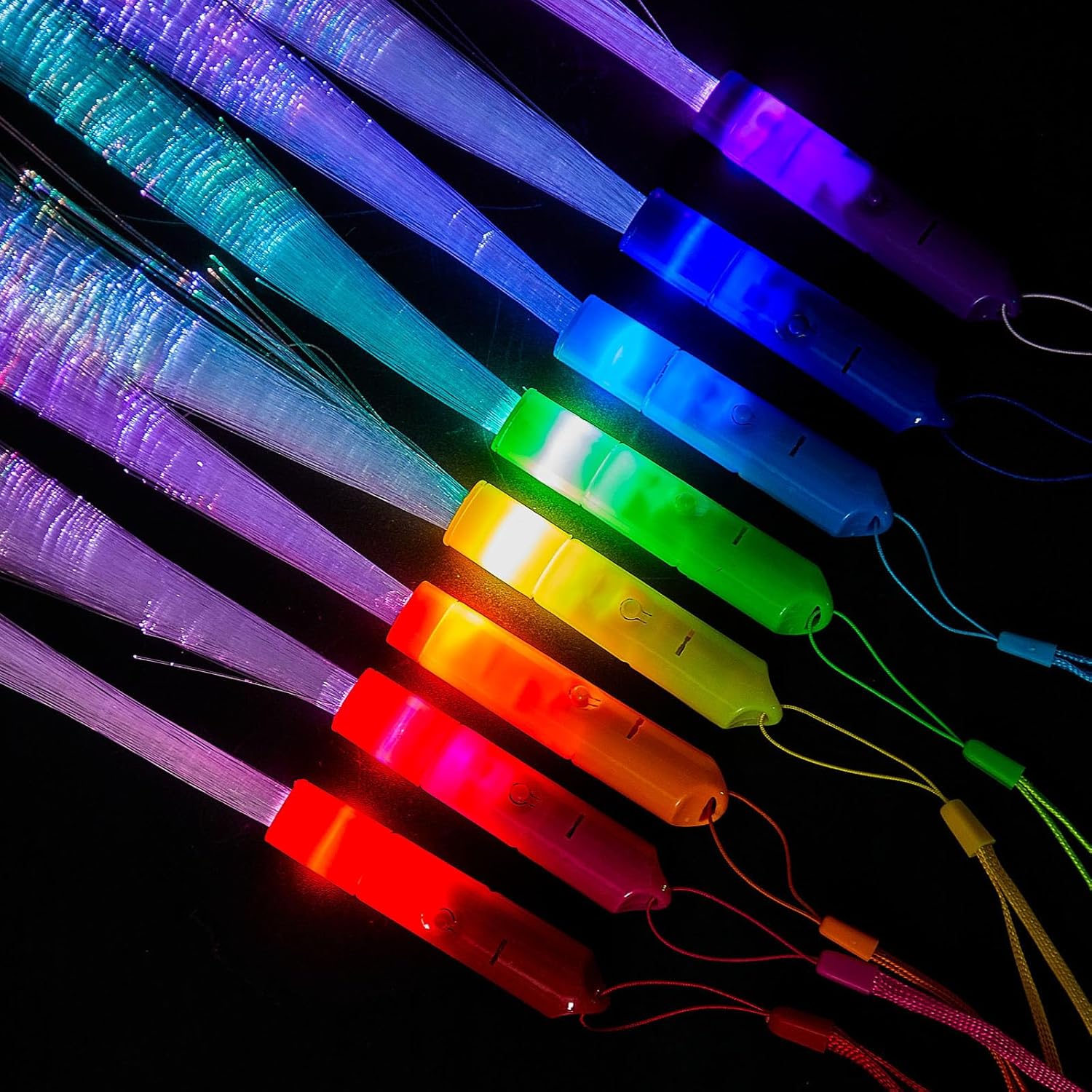 Zhanmai Varita de luz de fibra óptica, varitas intermitentes de fibra óptica, varitas intermitentes LED, varitas de fibra con luz LED, varitas