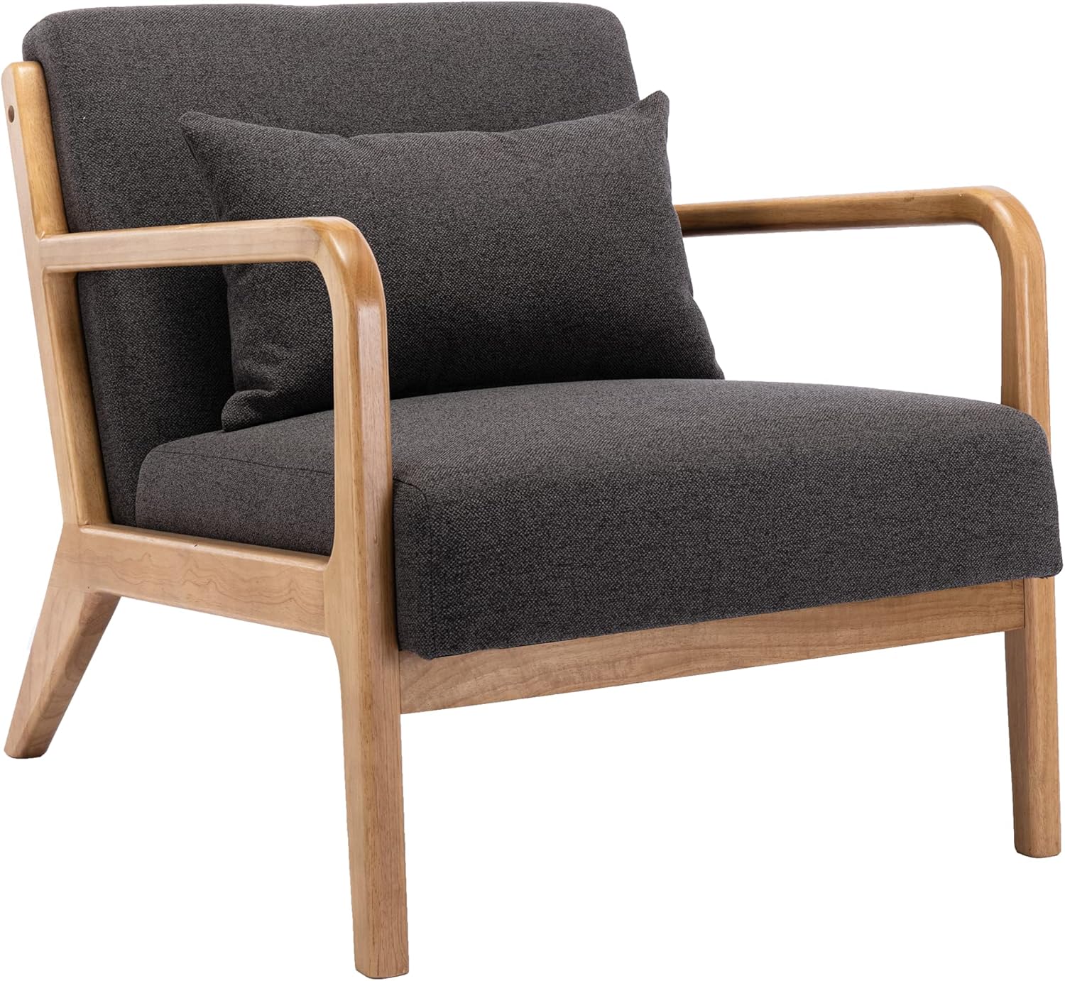 chairus Silla decorativa Mid-Century moderna, de tela de lino, cómoda silla tapizada para dormitorio, dormitorio, sala de lectura, recepción con