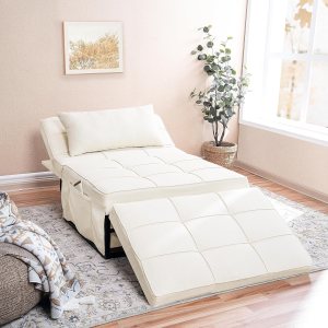 Cama con silla de dormir, cama otomana convertible multifunción 4 en 1, silla de cama de lino transpirable, sofá cama convertible con respaldo Cama con silla de dormir, cama otomana convertible multifunción 4 en 1, silla de cama de lino transpirable, sofá cama convertible con respaldo