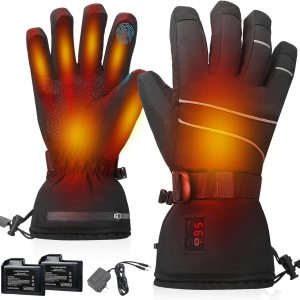 Guantes térmicos para hombres y mujeres, guantes de calefacción eléctricos recargables para invierno al aire libre, con pantalla de temperatura y Guantes térmicos para hombres y mujeres, guantes de calefacción eléctricos recargables para invierno al aire libre, con pantalla de temperatura y