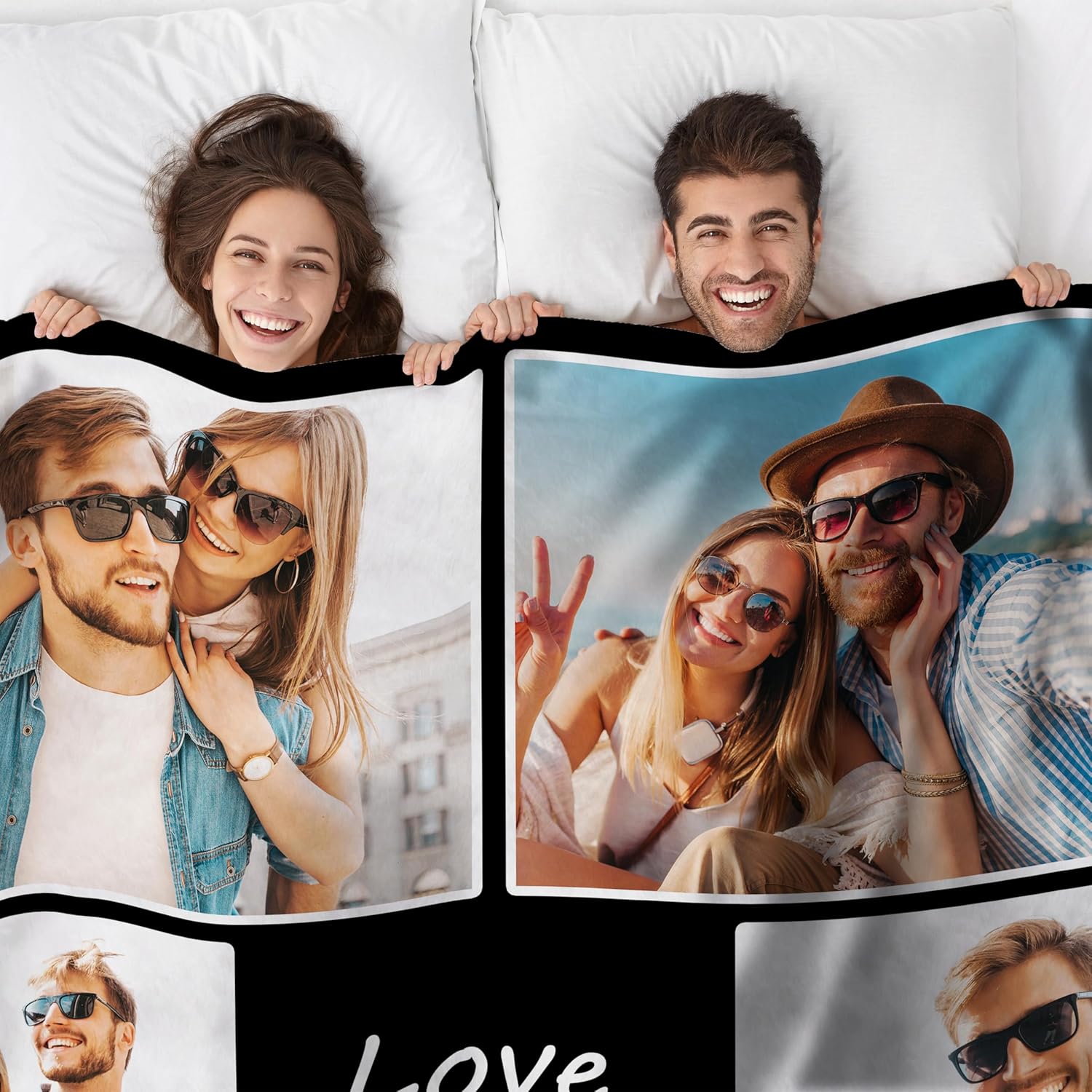 Funny DIY Regalos personalizados con texto en inglés “I Love You” para novio, manta personalizada con fotos y texto, regalos para parejas para