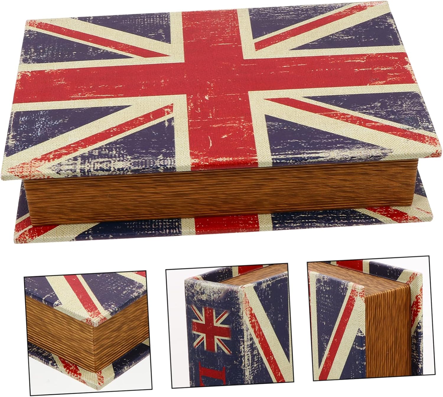 Zerodeko Librero Decoración Vintage Book Prop 1pc Vintage Decoración Libro Invisible Oficina Maquillaje Stand PU Cuero Estantería Prop Madera