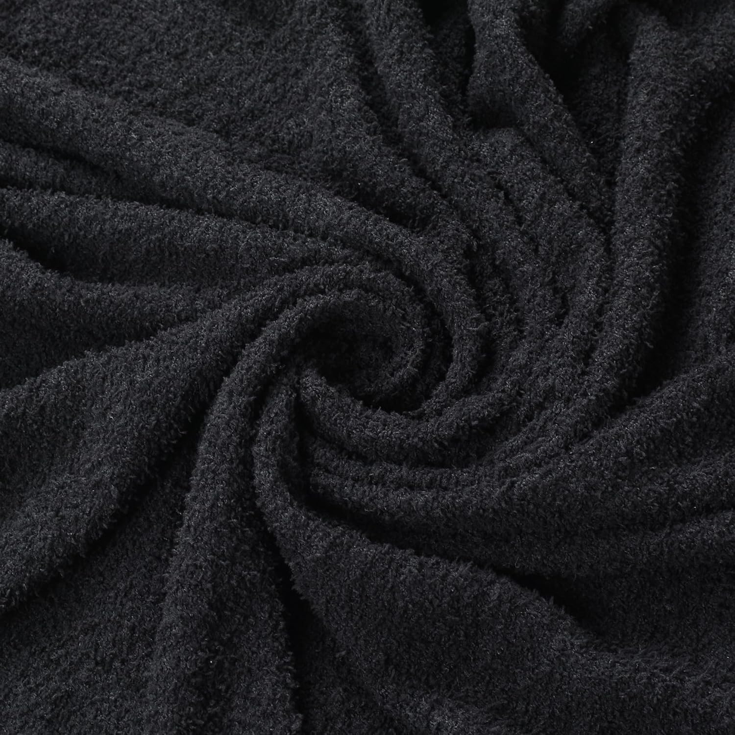 Manta de punto súper suave de 60 x 80 pulgadas, ligera, acogedora y cálida, manta gruesa y esponjosa para sofá, cama, oficina, color negro