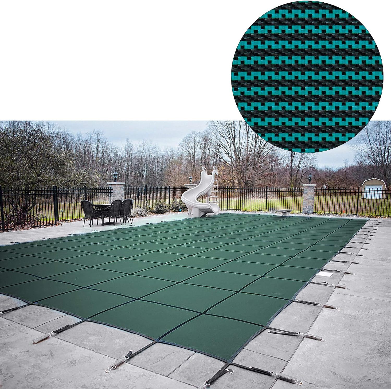 Happybuy – Cubierta de seguridad para alberca rectangular de 14 x 26 pies  4.26 x 7.92 metros, cubierta de seguridad para alberca de malla verde,