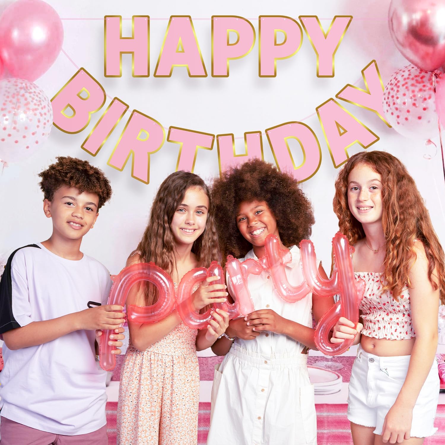 Cartel de feliz cumpleaños de oro rosa  pre-encordado, 9 pies, sin bricolaje  Decoraciones de cumpleaños  Cartel de feliz cumpleaños para decoración