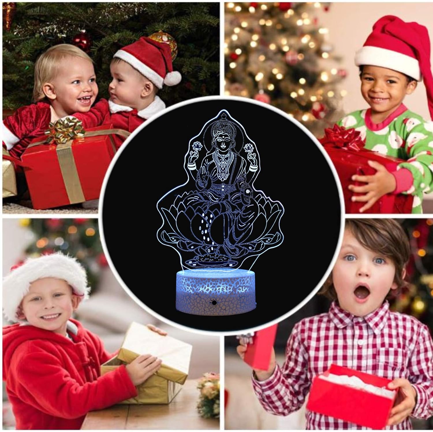 RMOR Luz nocturna de ilusión 3D de la diosa Laxmi, la mejor idea de regalo, Diwali para amigos y familia, decoración genial para el hogar, oficina,