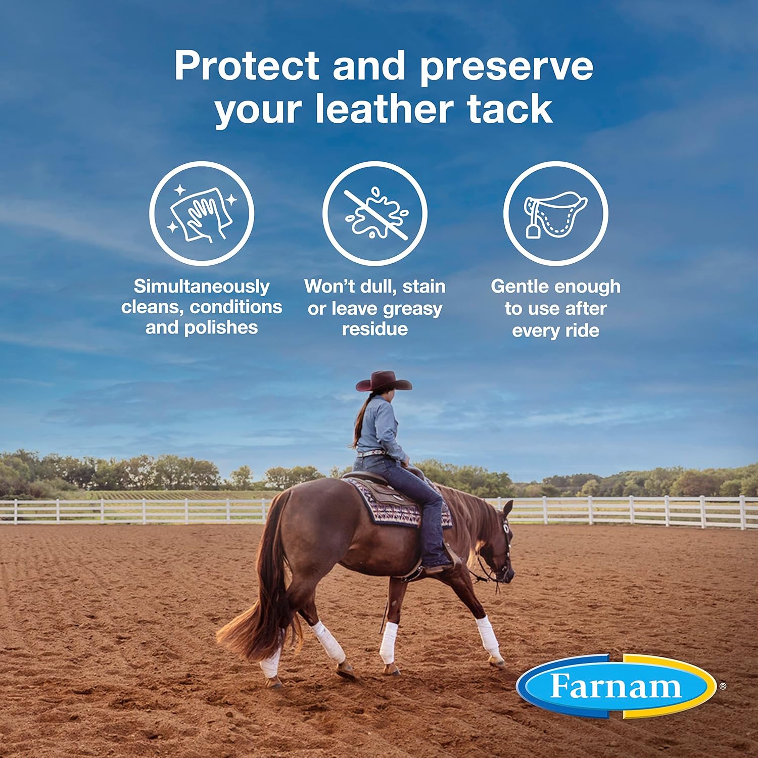 Farnam Leather New Easy Pulishing – Jabón de glicerina y limpiador de sillín de cuero, protege y conserva el cuero, limpia, acondiciona y pule, 32
