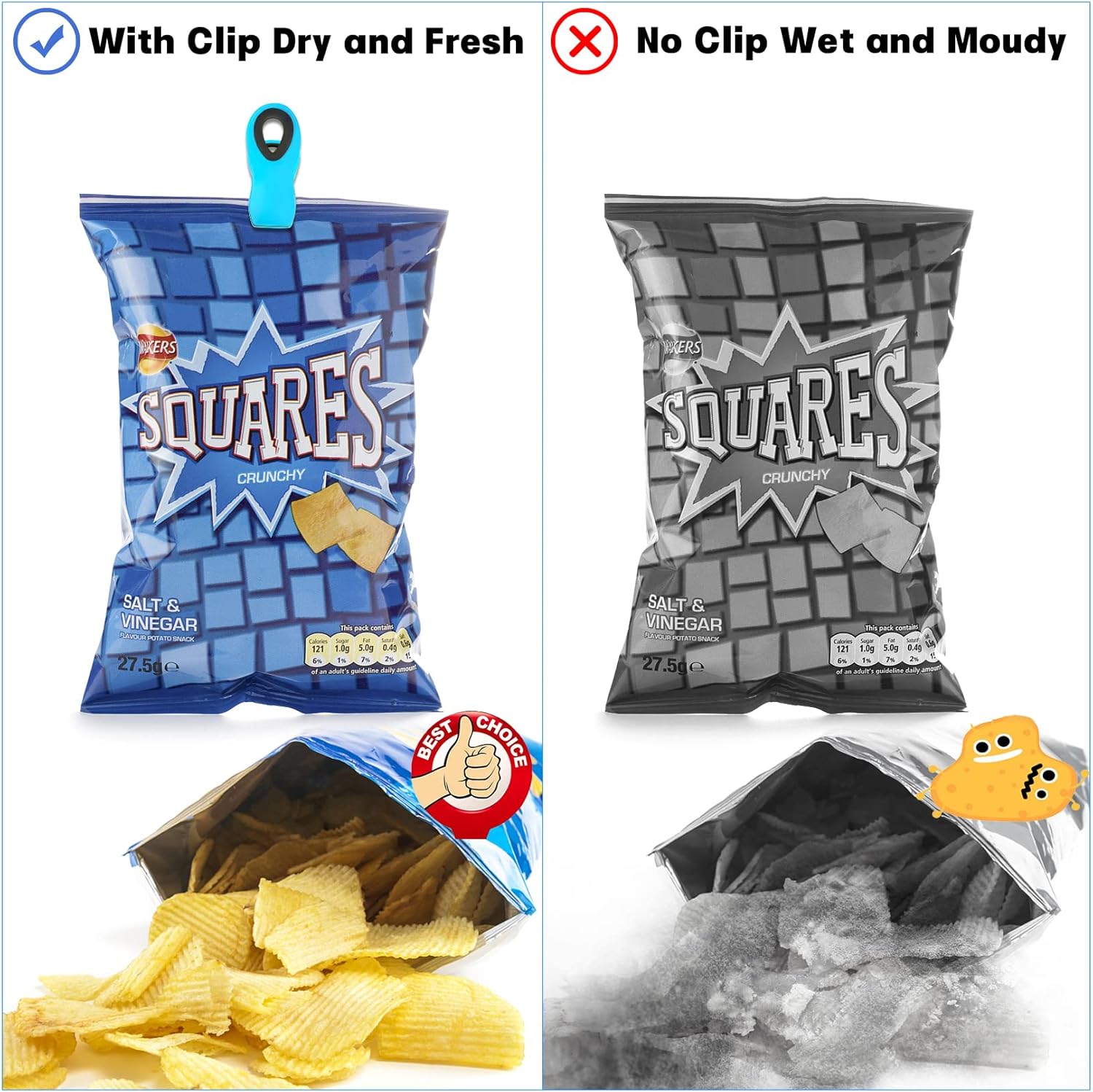 Paquete de 12 clips magnéticos para bolsas, clips para bolsas de alimentos para paquetes de alimentos, clips de cocina con imán para refrigerador,