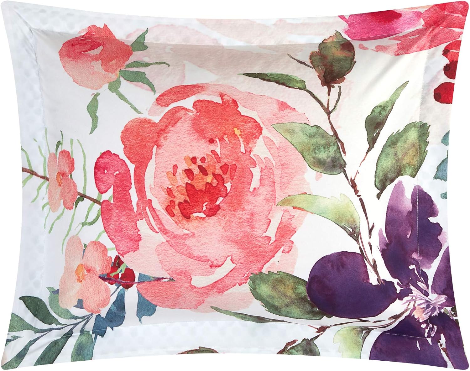 Chic Home Philia – Juego de edredón reversible de 4 piezas, diseño floral de acuarela, funda de almohada decorativa incluida, individual, multicolor