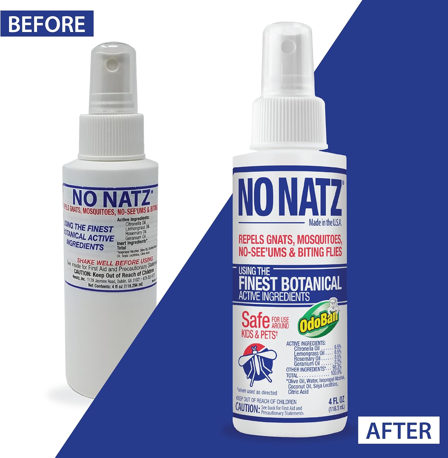 No Natz Repelentes botánicos de insectos y sin mosquitos, hechos a mano y sin DEET, fórmula no grasosa, botellas de spray de 2 onzas, paquete de 3