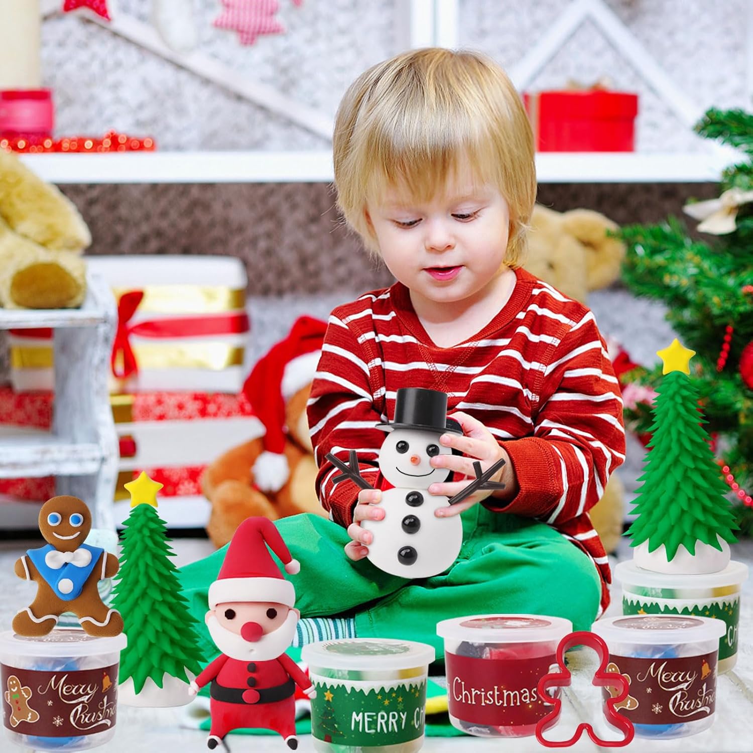 GYGOT Kit de 8 unidades para construir un muñeco de nieve, relleno de calcetín de Navidad para niños, manualidades de Navidad para niños, incluye