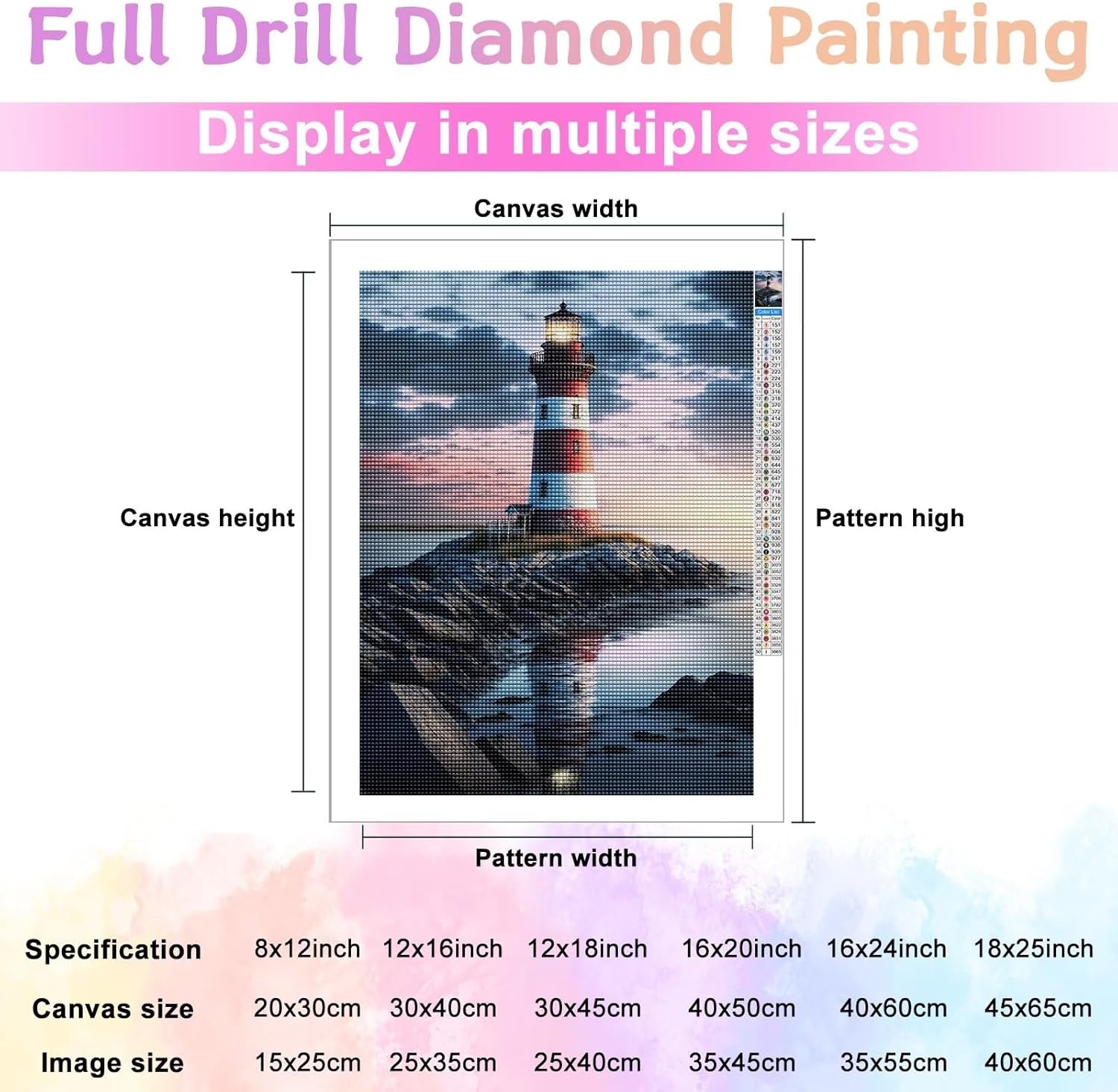 Pintura de diamante 5D para playa y faro, kit completo de diamantes de imitación para decoración del hogar, 12 x 18 pulgadas