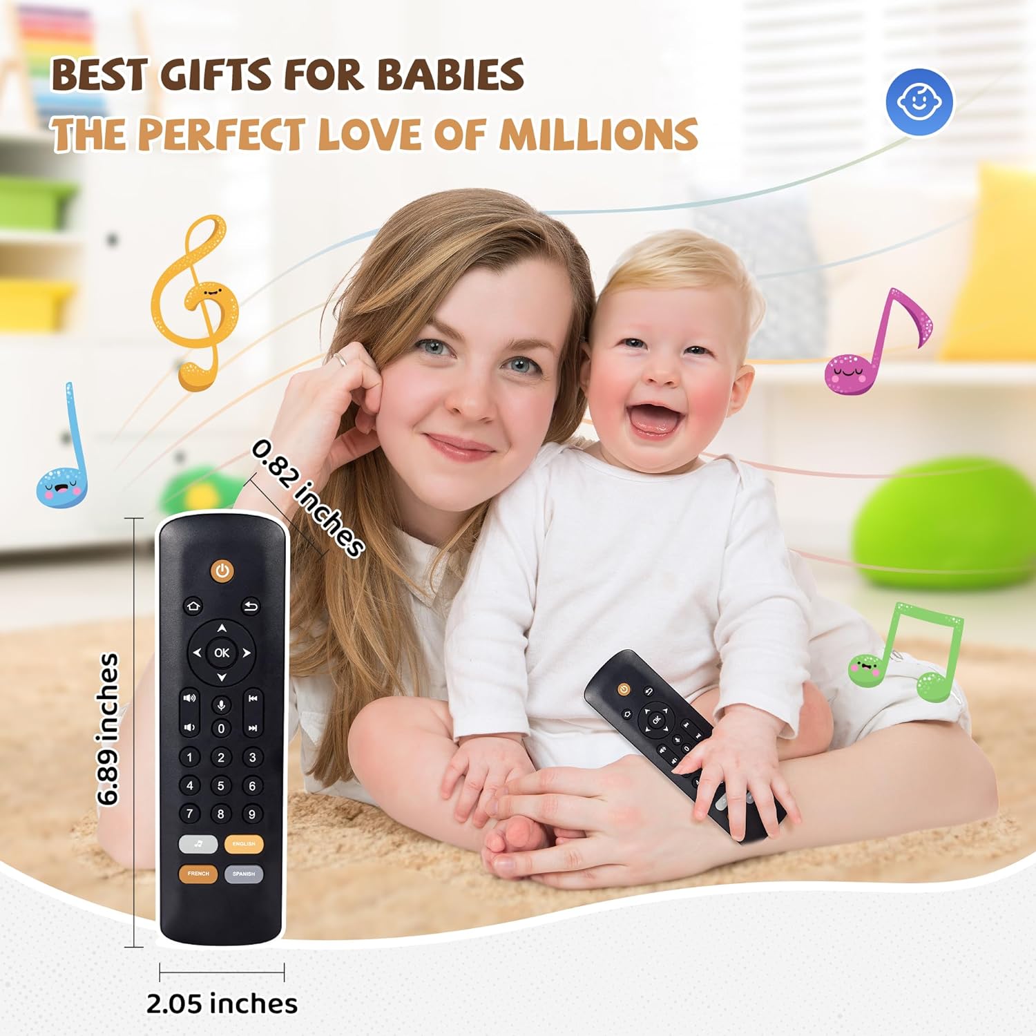 Juguete remoto para televisión para bebés, juguetes de aprendizaje temprano, juguetes musicales para bebés, juguetes para niños pequeños con juego