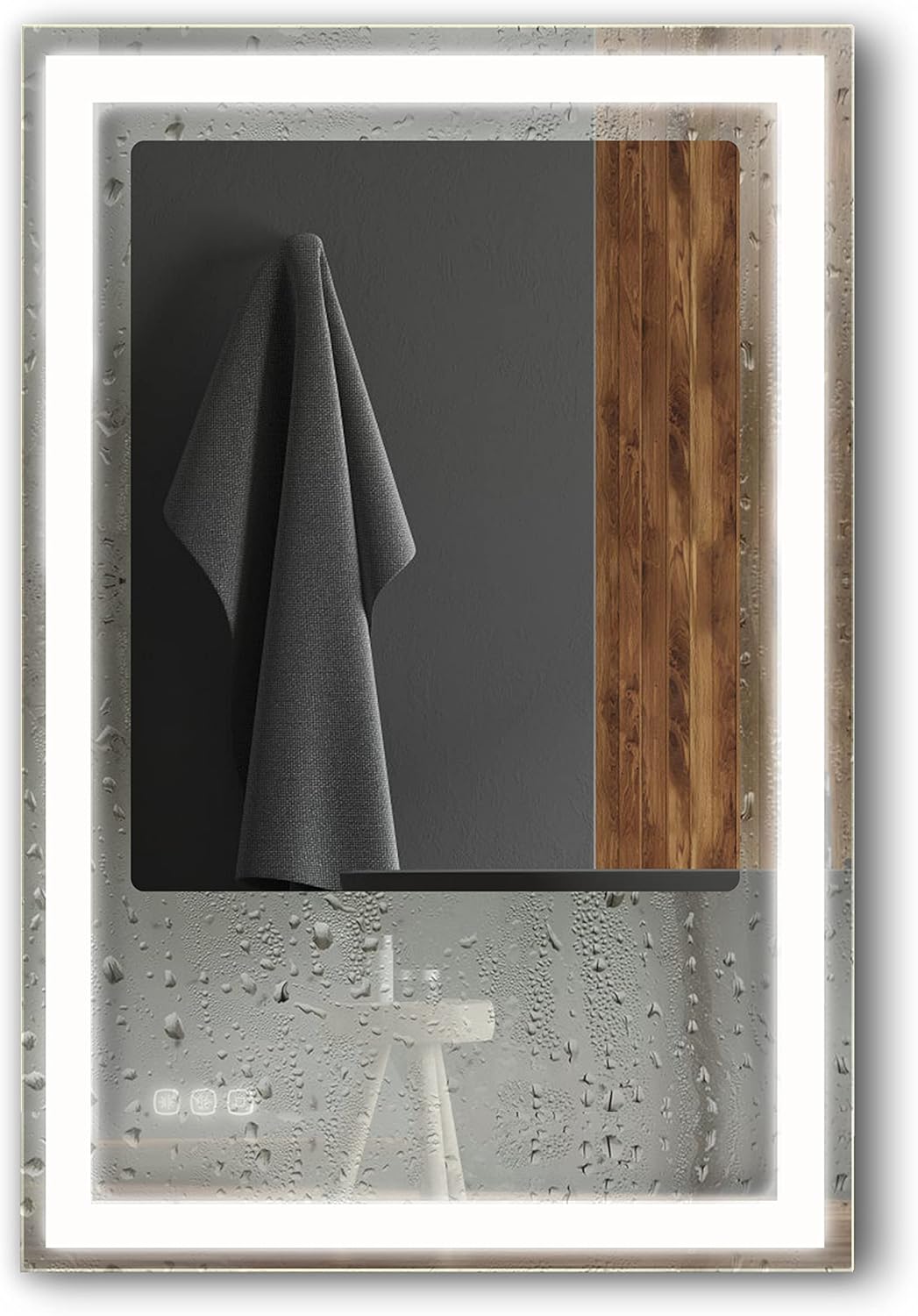 B&C Espejo de baño LED de 20 x 28 pulgadas con luces de luz diurna de grado comercial de alto lúmenes, espejo de maquillaje con regulador