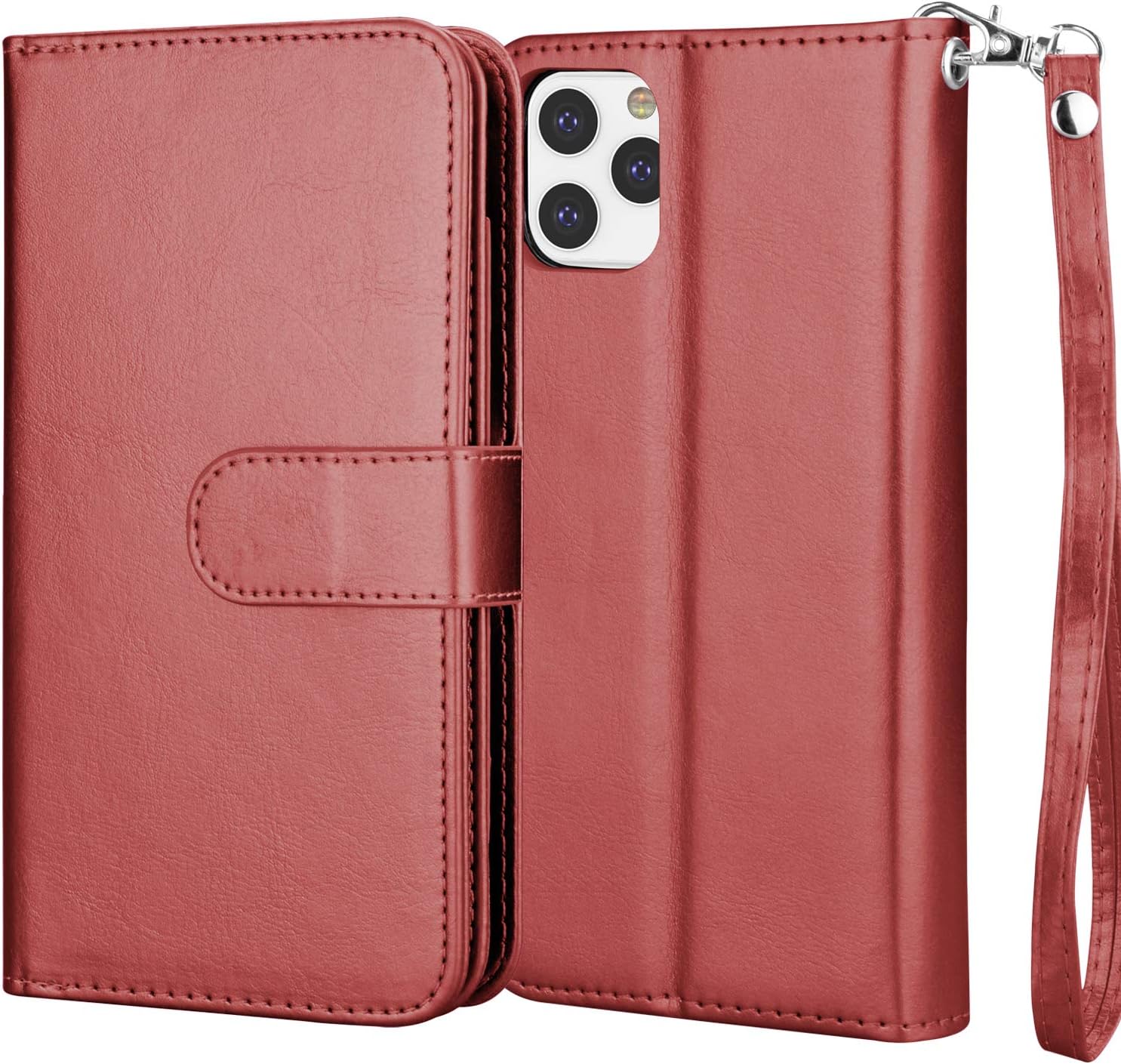 NJJEX Funda tipo cartera para iPhone 11 PRO Max 2019, para iPhone 11 PRO Max (6.5 pulgadas), 9 ranuras para tarjetas Funda de piel sintética para