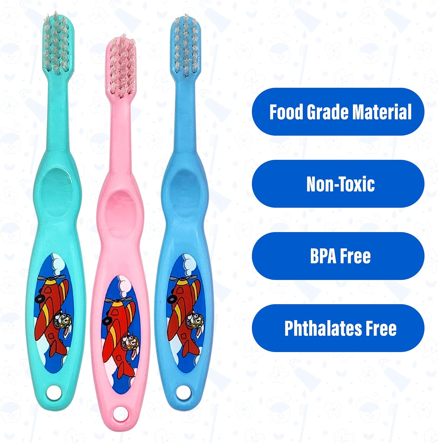 Cepillo de dientes para bebé, cerdas suaves, juego de 3 cepillos de dientes para niños y niñas, bonitos colores y diseños, gran regalo para bebés y