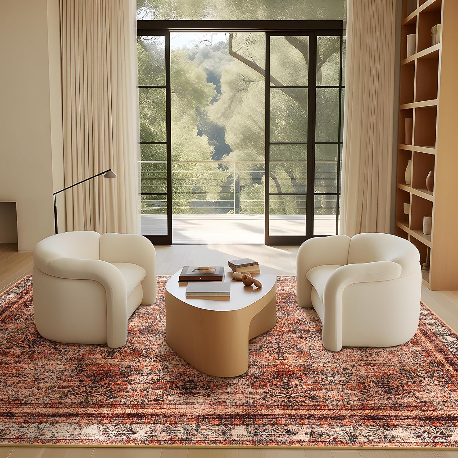 Phantoscope Vintage Collection – Alfombra de área grande de 6 x 9 pies, alfombra lavable de estilo bohemio, antideslizante para dormitorio, comedor,