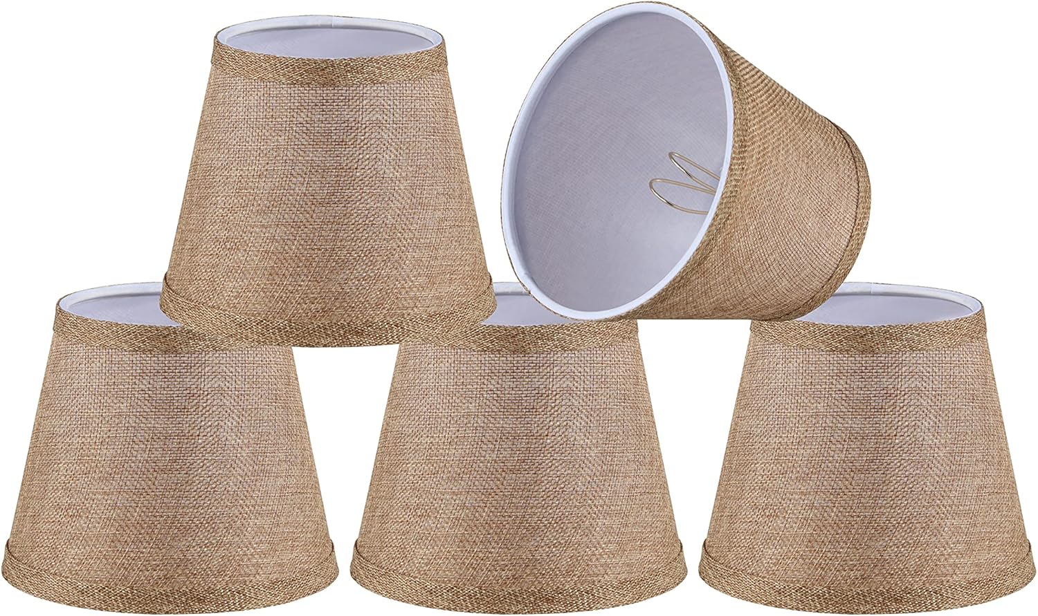 Aspen Creative 51022-5 Imperio de tapa dura, pantalla de tela texturizada de lino con clip, parte superior de 4 pulgadas x 6 pulgadas inferior x 5