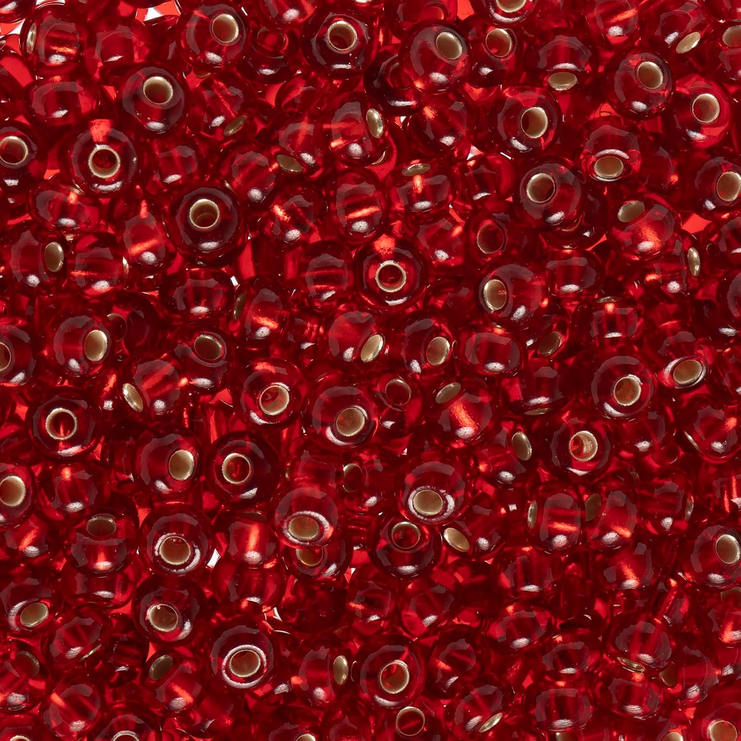 John Bead Cuentas de cristal checo 60 con forro de plata rubí para manualidades de joyería, vial de 0.81 oz