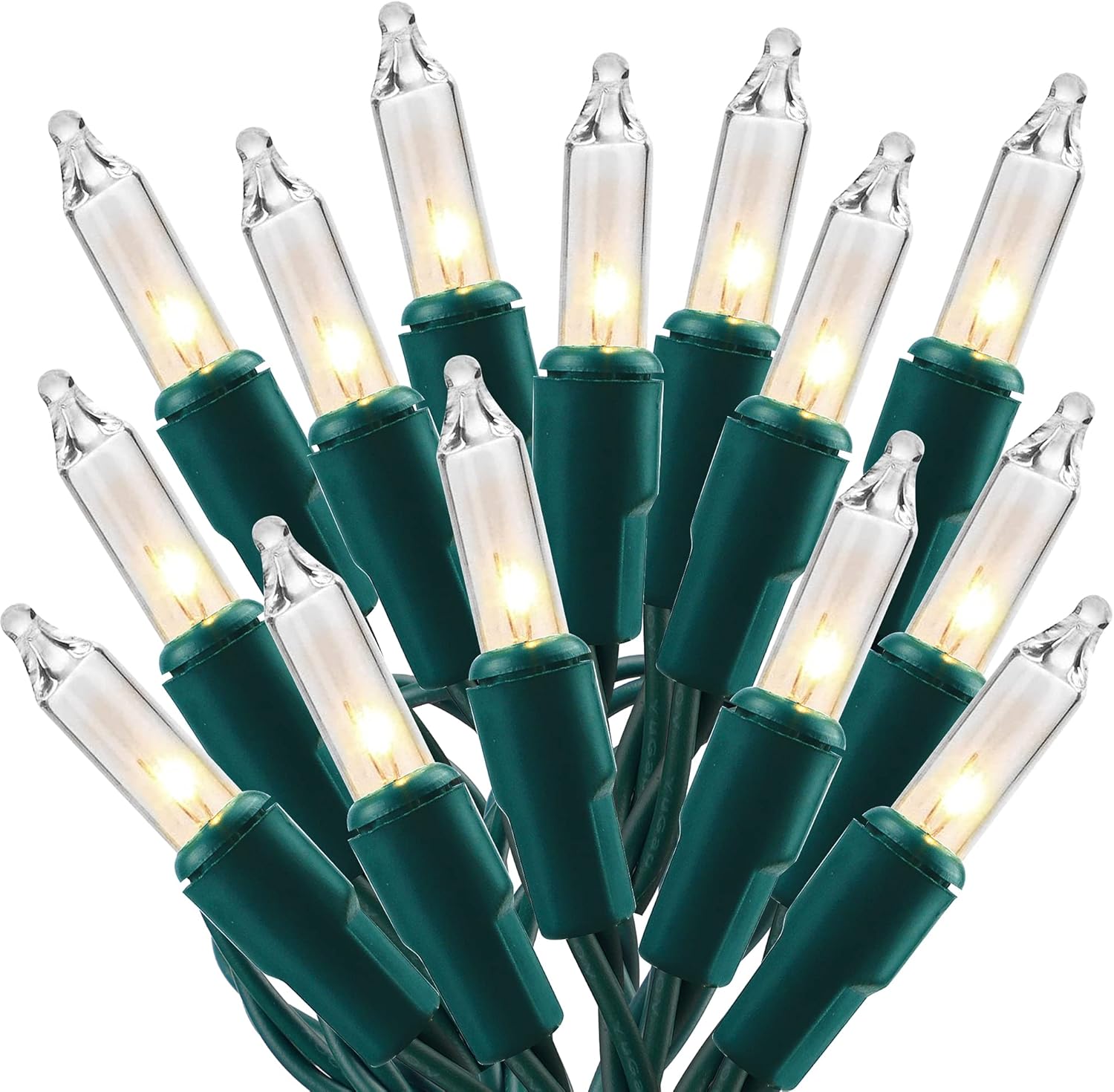 Luces de Navidad, 150 unidades, 33 pies, luces de hadas de alambre verde, luces de árbol de Navidad conectables con certificación UL de 120 V para