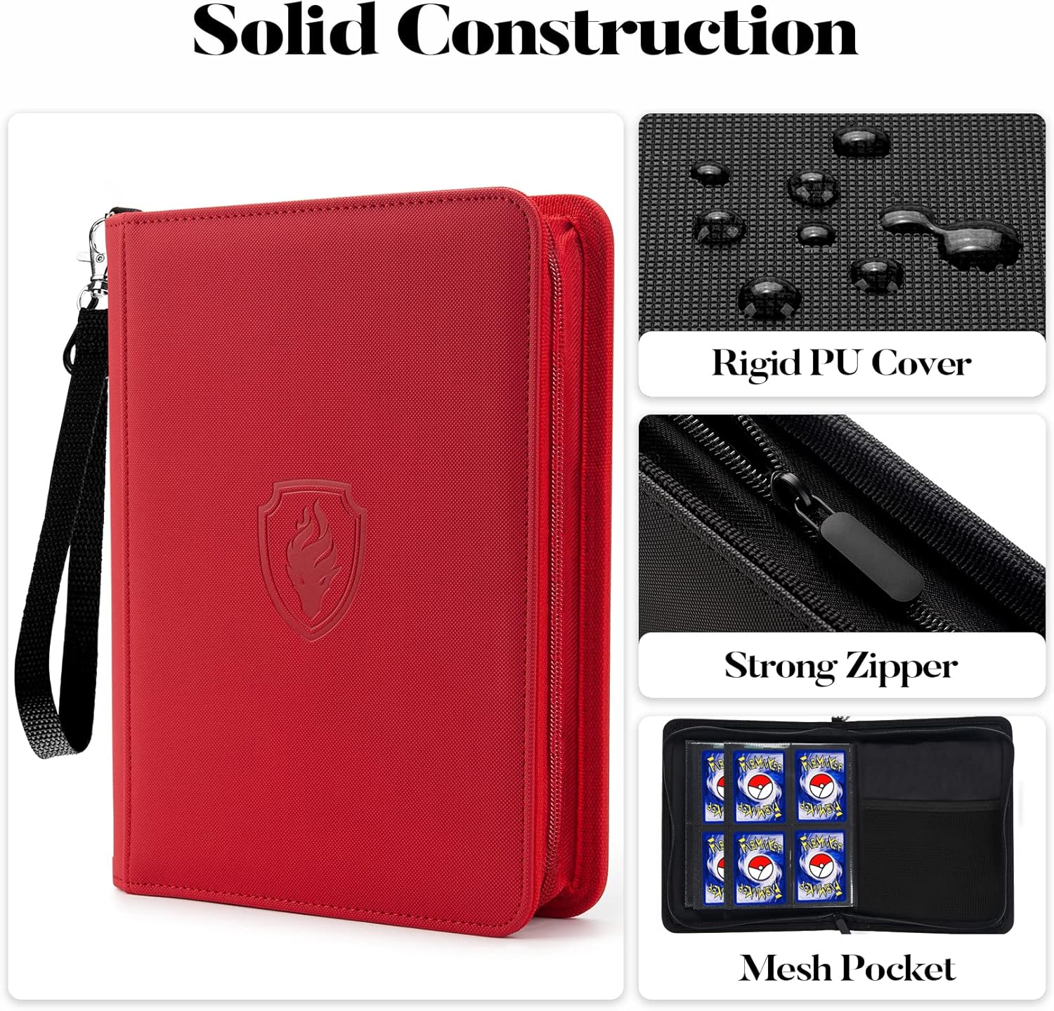 Carpeta de 4 bolsillos para 320 tarjetas, carpeta de tarjetas coleccionables con cremallera premium, carpeta portátil de colección de tarjetas de