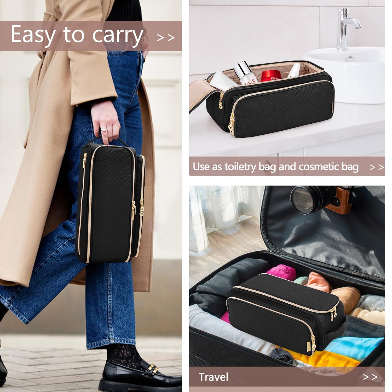 YARWO Bolsa de viaje para herramientas de cabello con alfombrilla resistente al calor para alisador, rizadorplancha plana, cepillo de