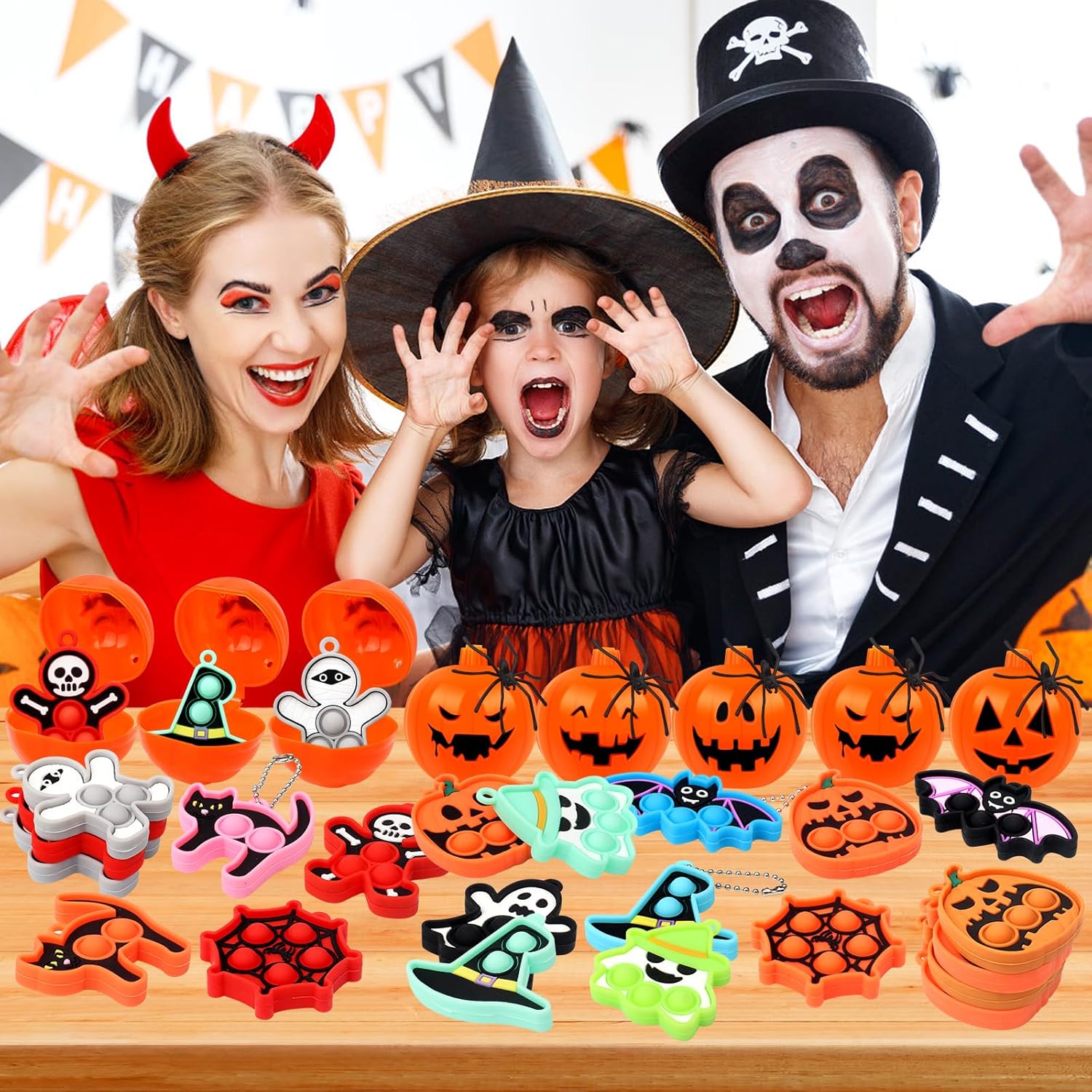 Recuerdos de fiesta de Halloween para niños, calabaza de Halloween precargada con juguetes para ansiedad de Halloween, golosinas para niños,