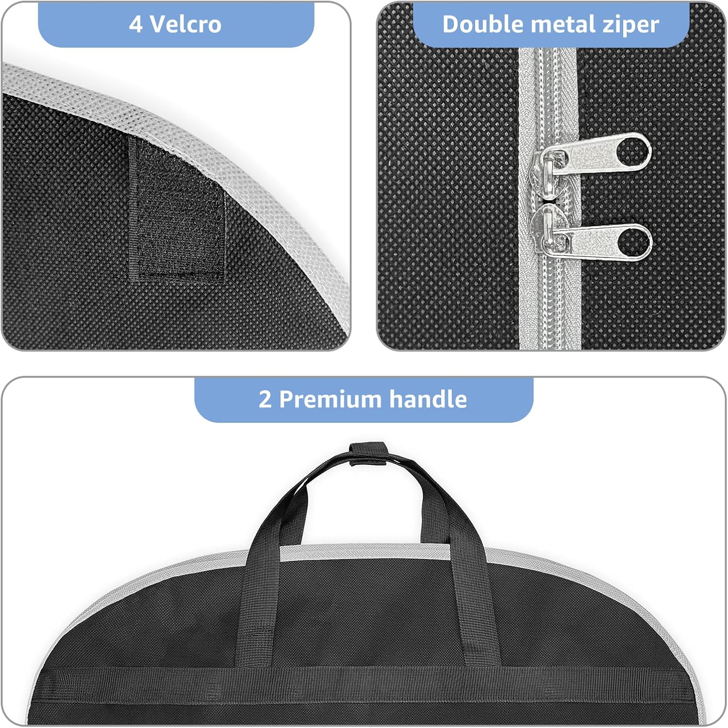 Myee Bolsas de ropa resistentes de 42 pulgadas para colgar ropa de viaje, bolsa de traje para almacenamiento en el armario, bolsas de 4 pulgadas con