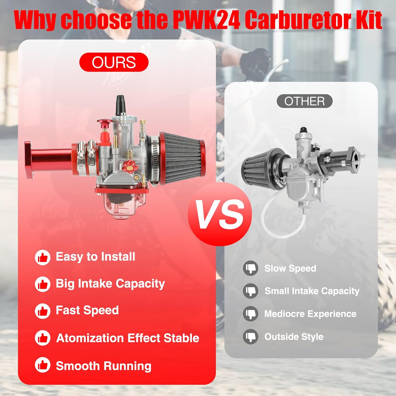 GREHUA PWK – Kit de carburador de 0.945 in para Predator 212 196cc 224cc Non Hemi Coleman CT200U BT200X Mini Bike Baja MB200 KT196 Go Kart 6.5hp