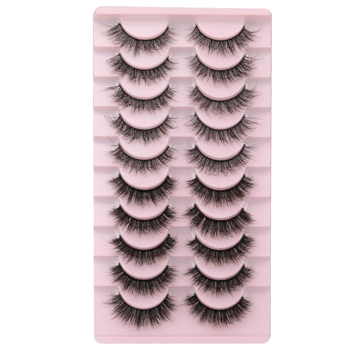FANXITON – Pestañas de visón esponjosas de aspecto natural, 0.60 a 0.70 pulgadas, 10 pares de pestañas postizas de visón sintético, volumen 3D, 2