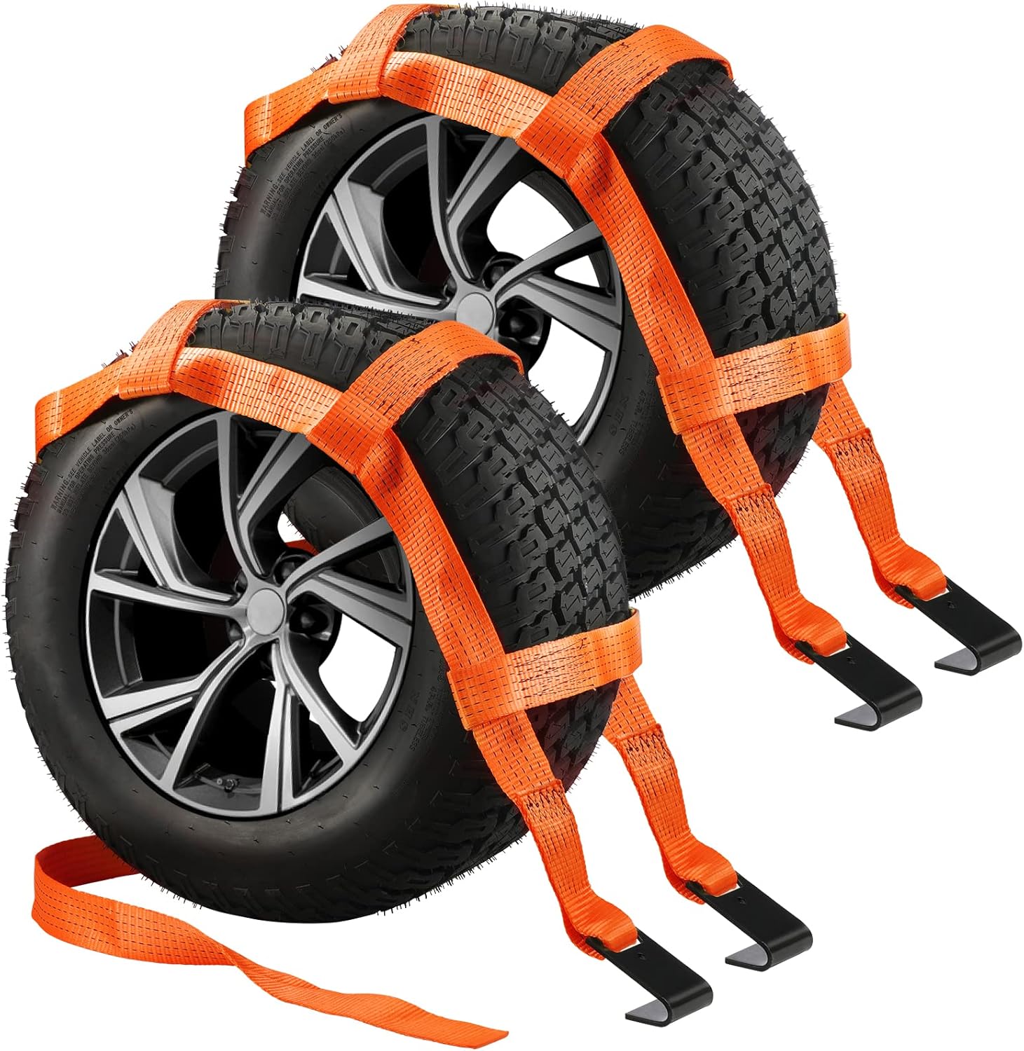 Partsam Correas para cesta de remolque  Paquete de 2 unidades equipadas con ganchos planos, sistema de correas de rueda de automóvil, red de