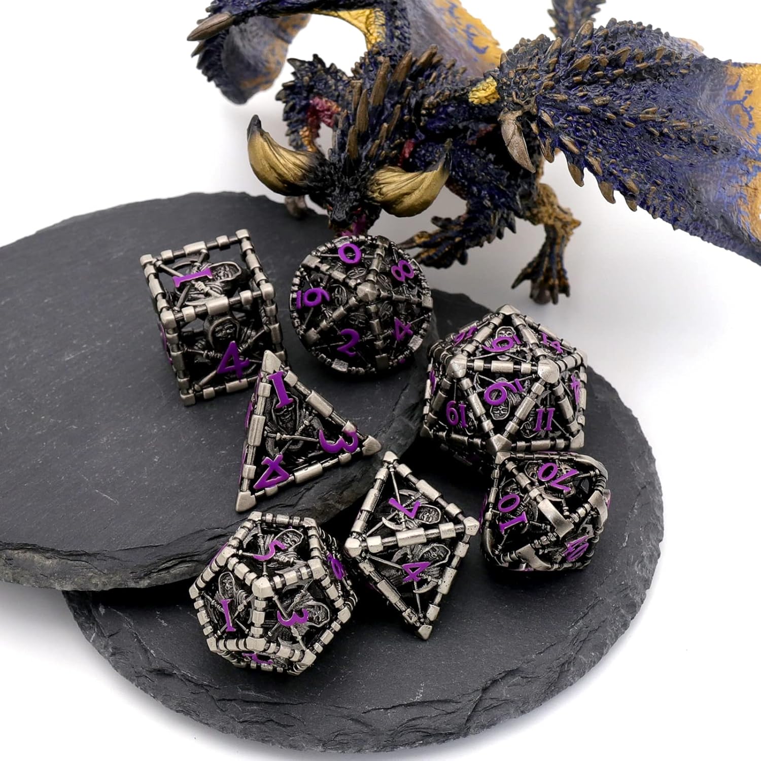 DND – Juego de dados poliédricos para Dungeons and Dragons, juego de rol de metal, dados D&D, dados HNCCESG huecos de la parca, dados D y D para