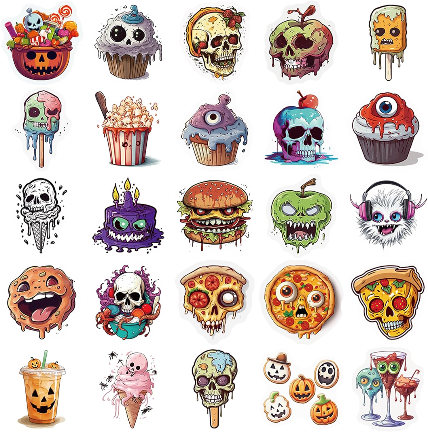 Calcomanías de decoración de Halloween para niños, bonitos regalos de Halloween, 50 calcomanías de vinilo impermeables para botellas de agua,