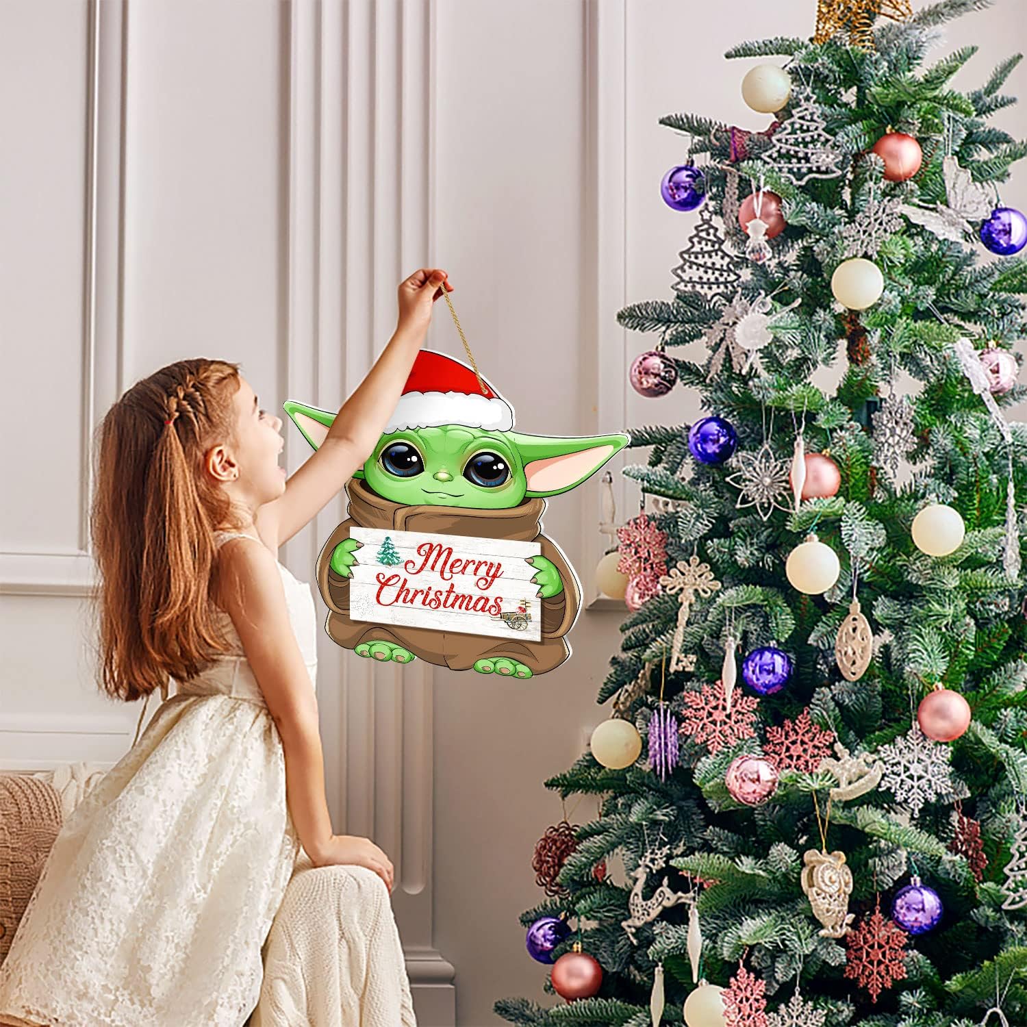 Decoración navideña para puerta delantera, letreros colgantes para decoración navideña, letrero de Feliz Navidad, suministros de fiesta temática de