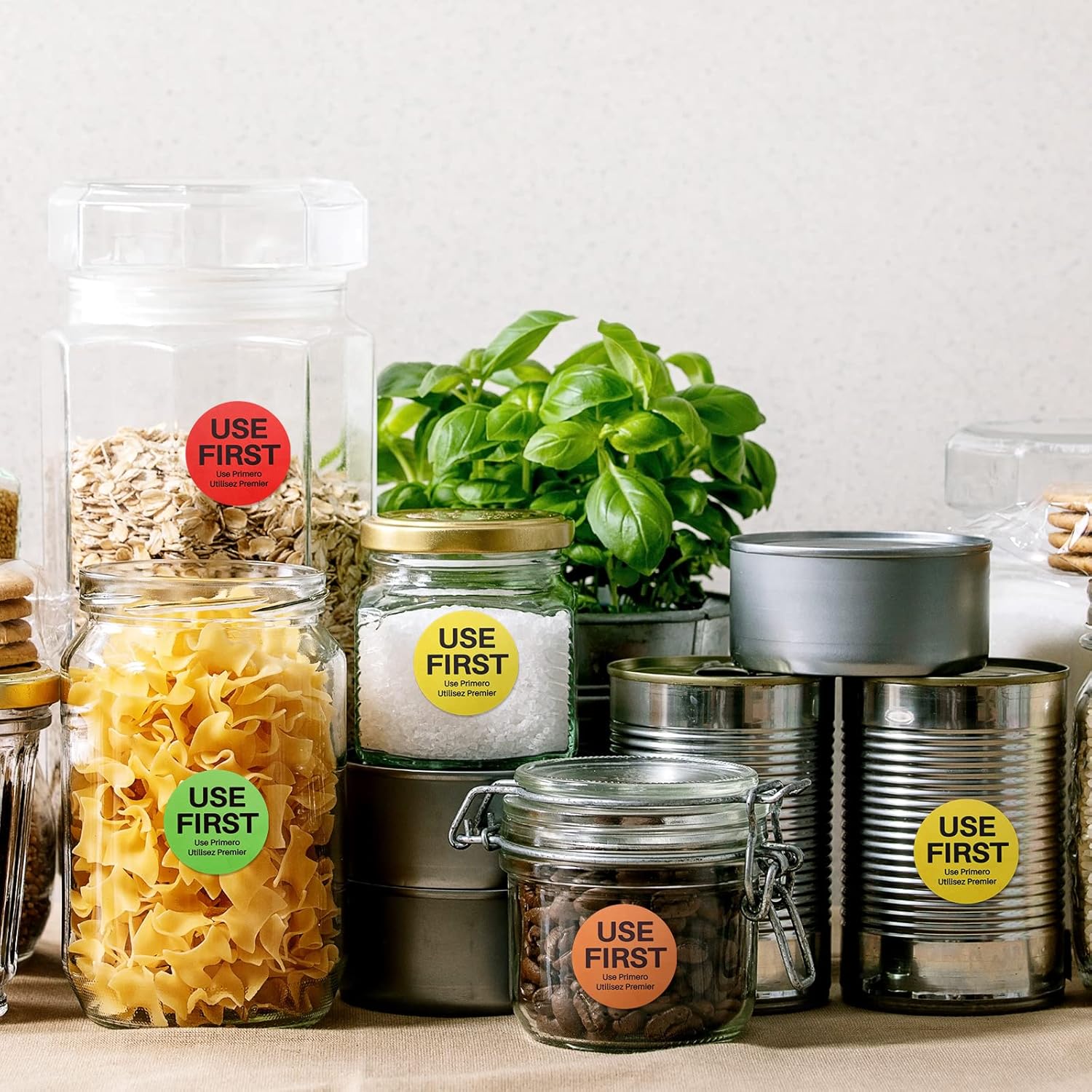 2000 unidades, etiquetas de control de inventario de 1.5 pulgadas para servicio de alimentos, etiquetas adhesivas permanentes para alimentos,