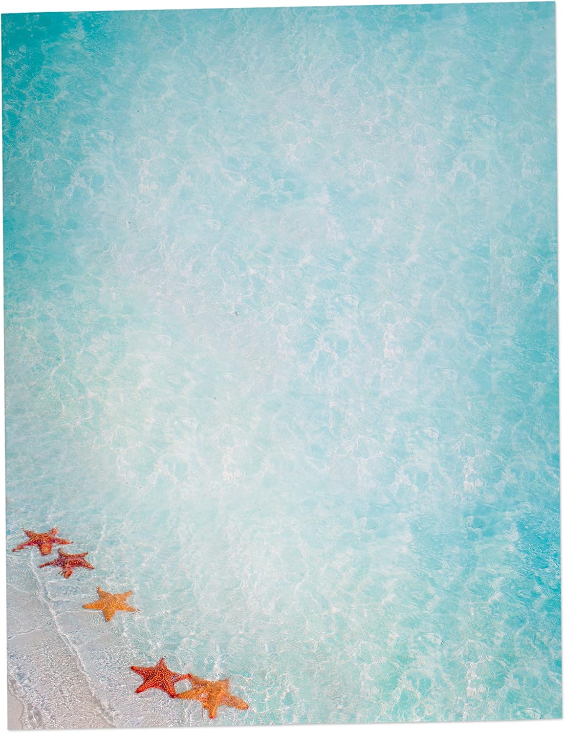 Starfish in the Sand Beach Papel estacionario  60 hojas  Papel de impresora tropical con membrete oceánico para invitaciones de fiesta, anuncios,